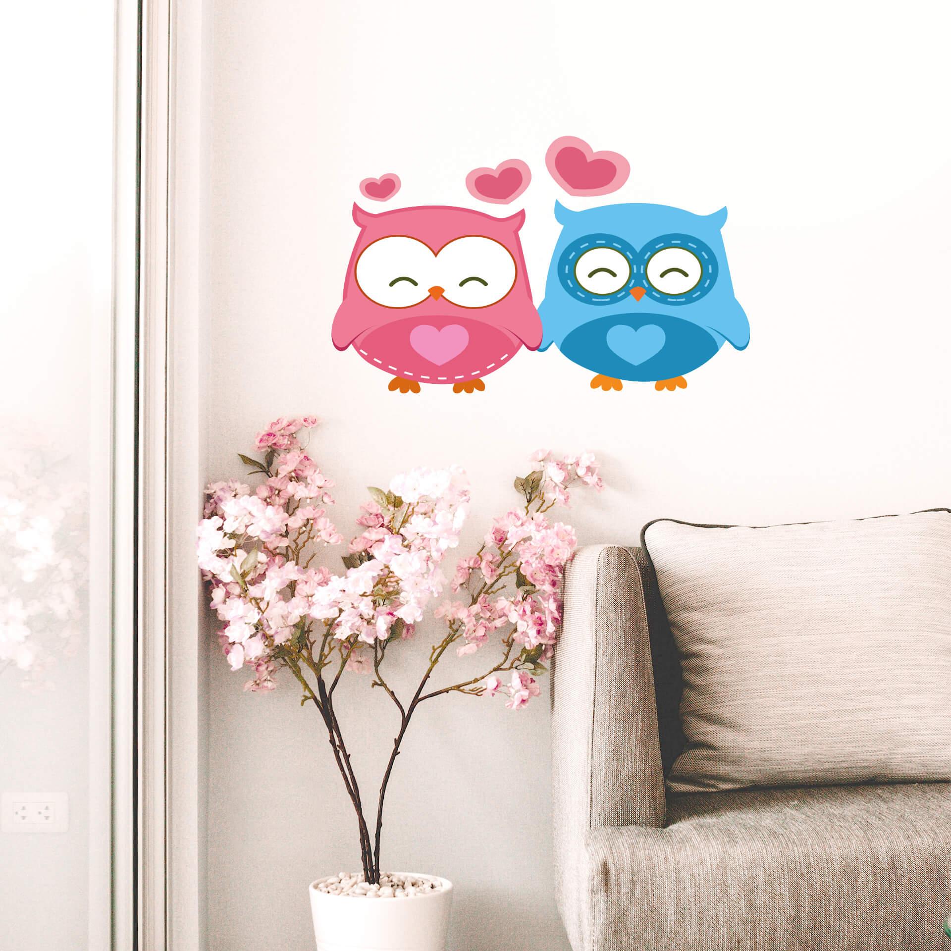Sticker mural - Adorables hiboux