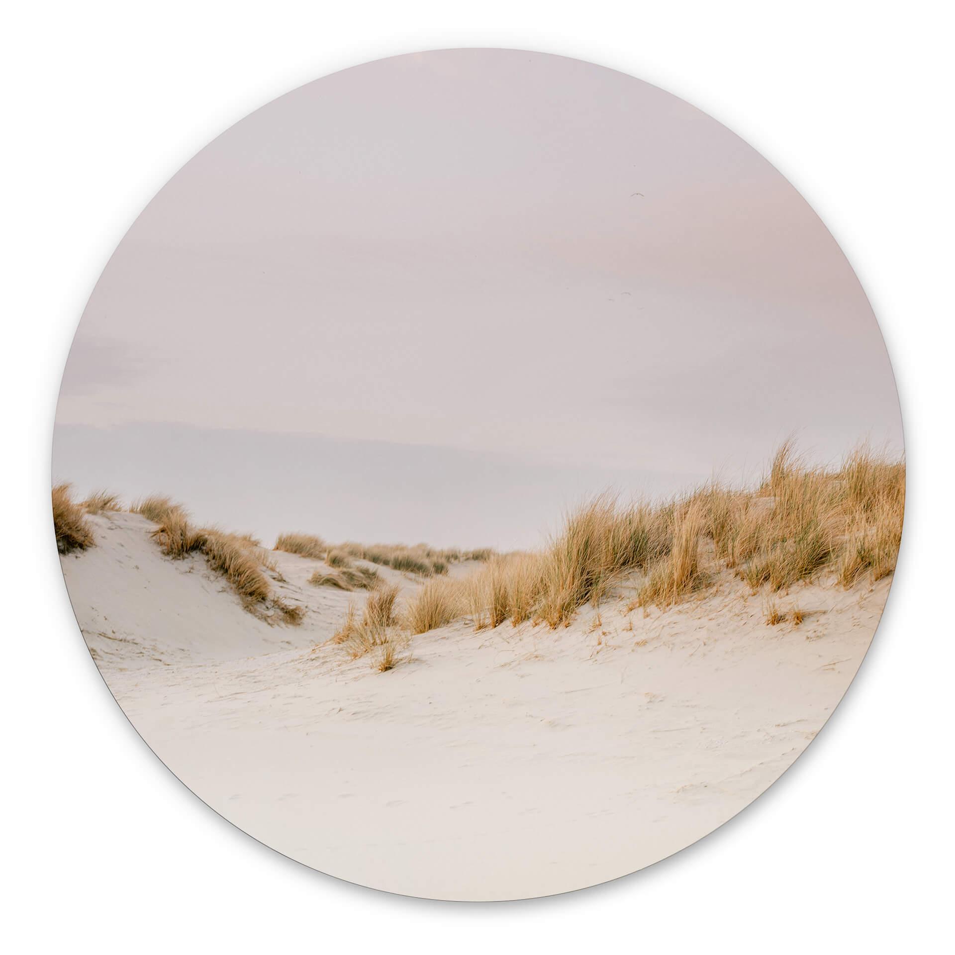 Tableau sur alu-Dibond rond Zwart - Paysage de dunes à Ameland