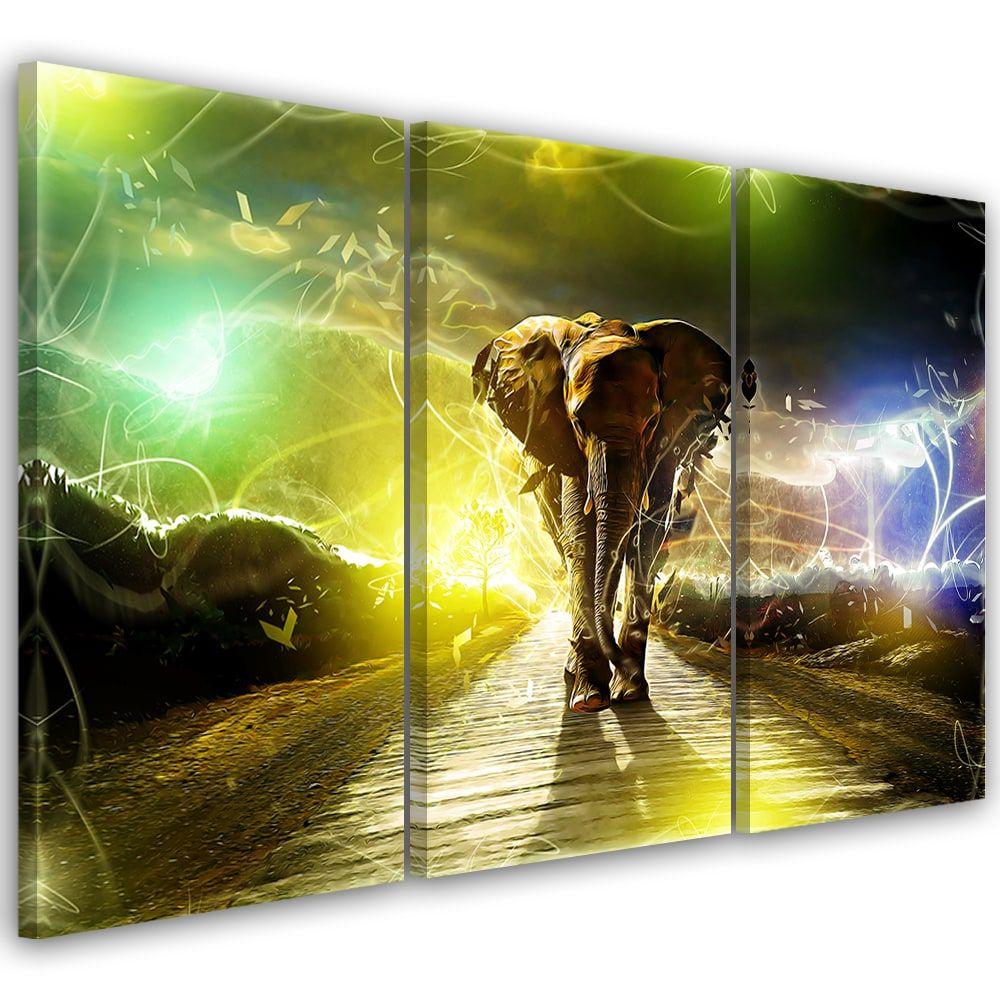 3-delt lærredstryk Elephant Animal Storm Road