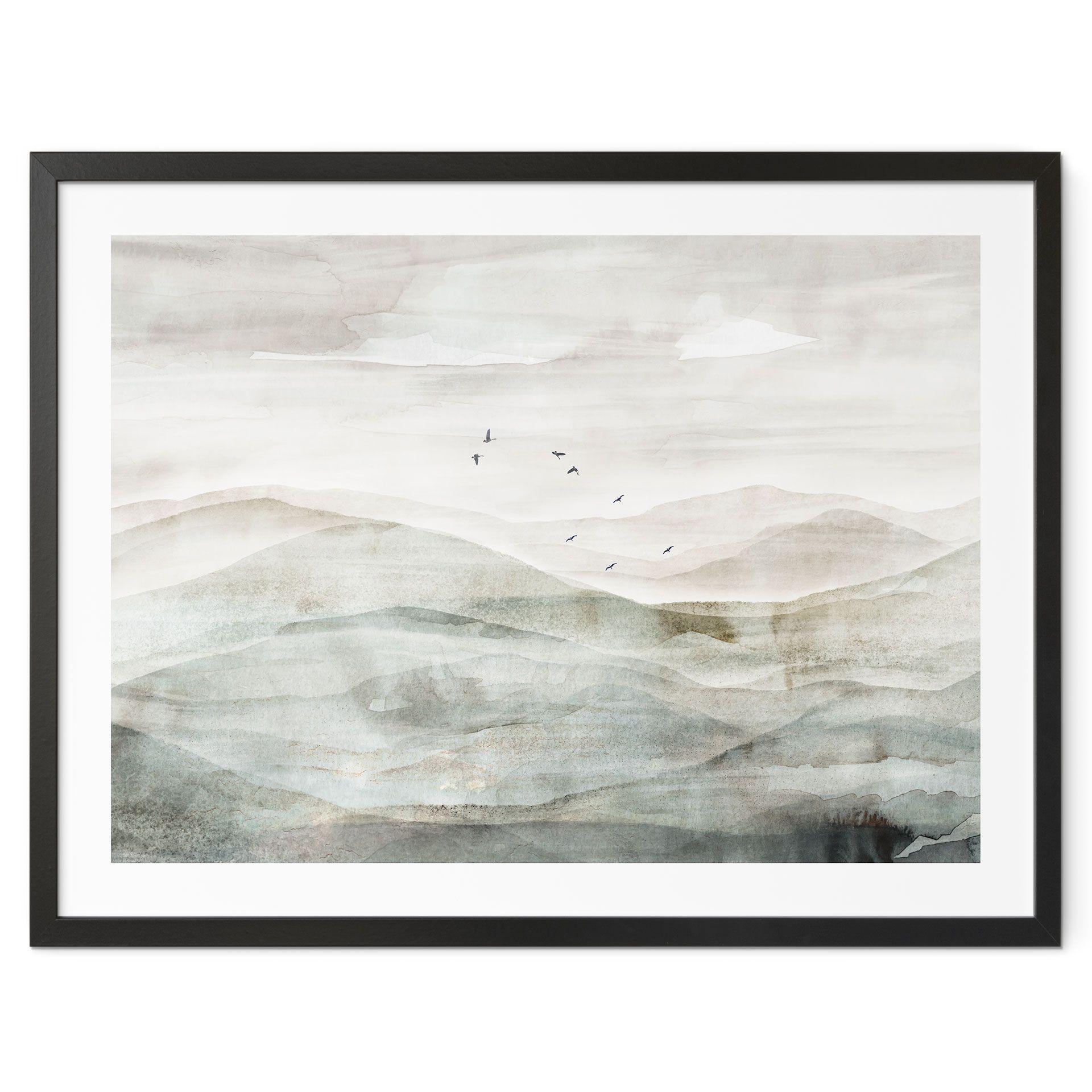 Poster Mistig berglandschap aquarel - Ms Tiff