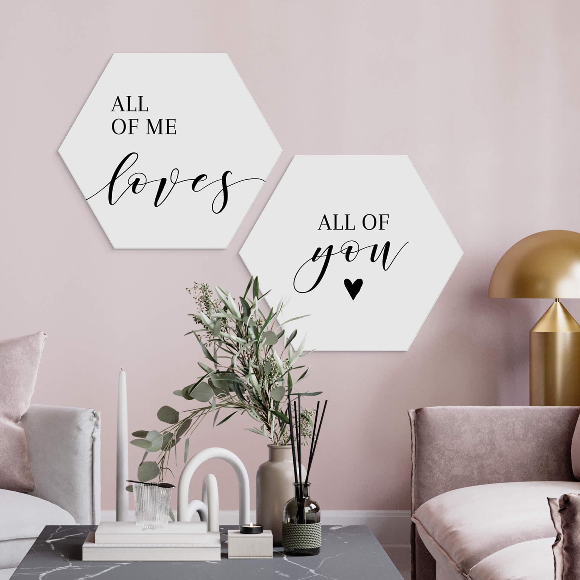 Hexagone - alu-Dibond All of me loves all of you (2 parties)