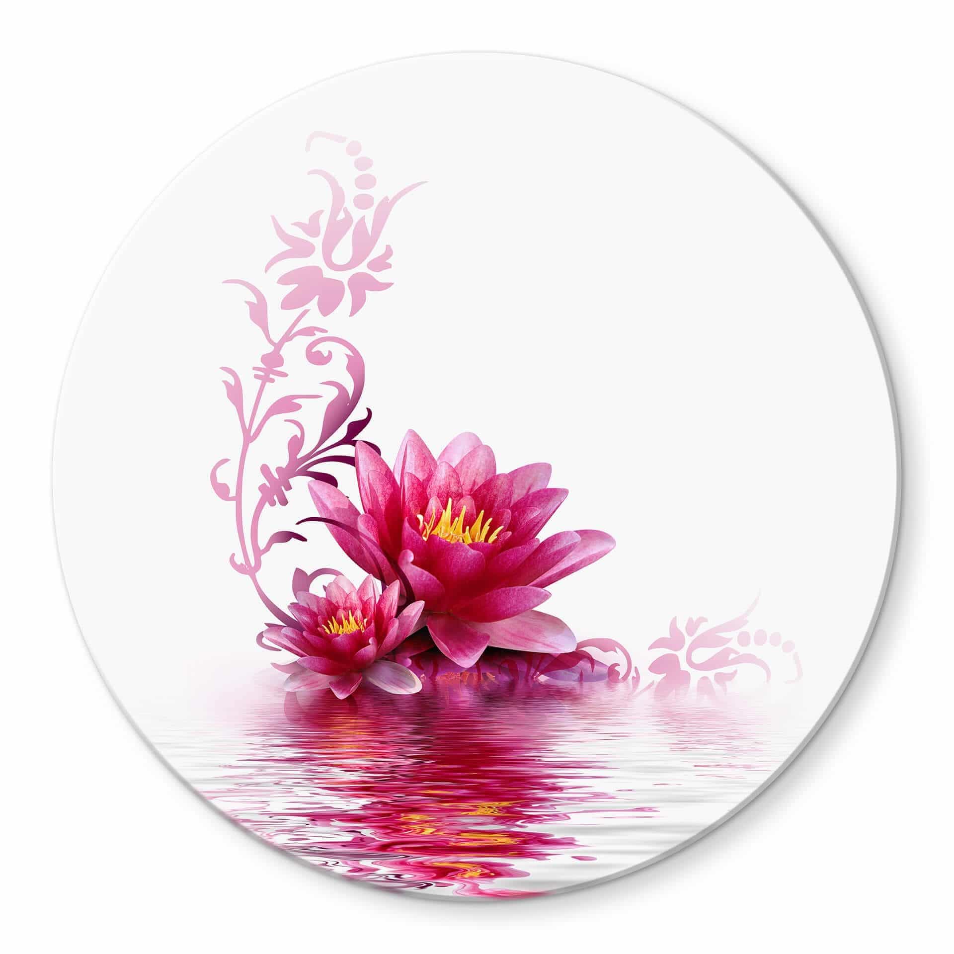 Tableau en verre - Magie de fleurs - rond
