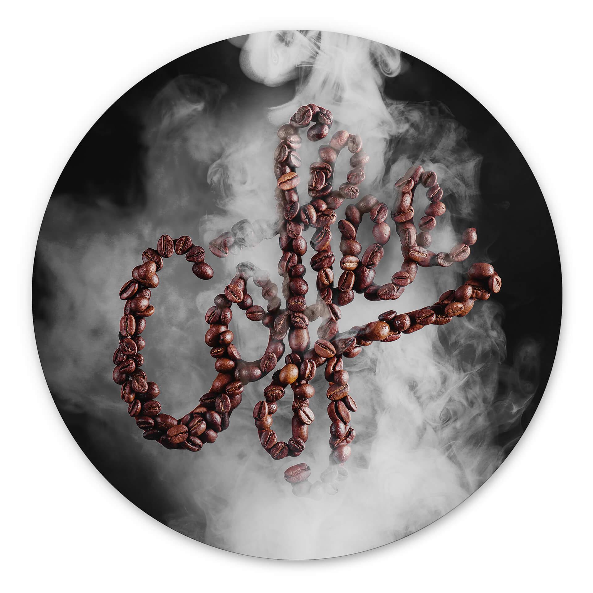 Tableau sur alu-Dibond rond Belenko - odeur de café