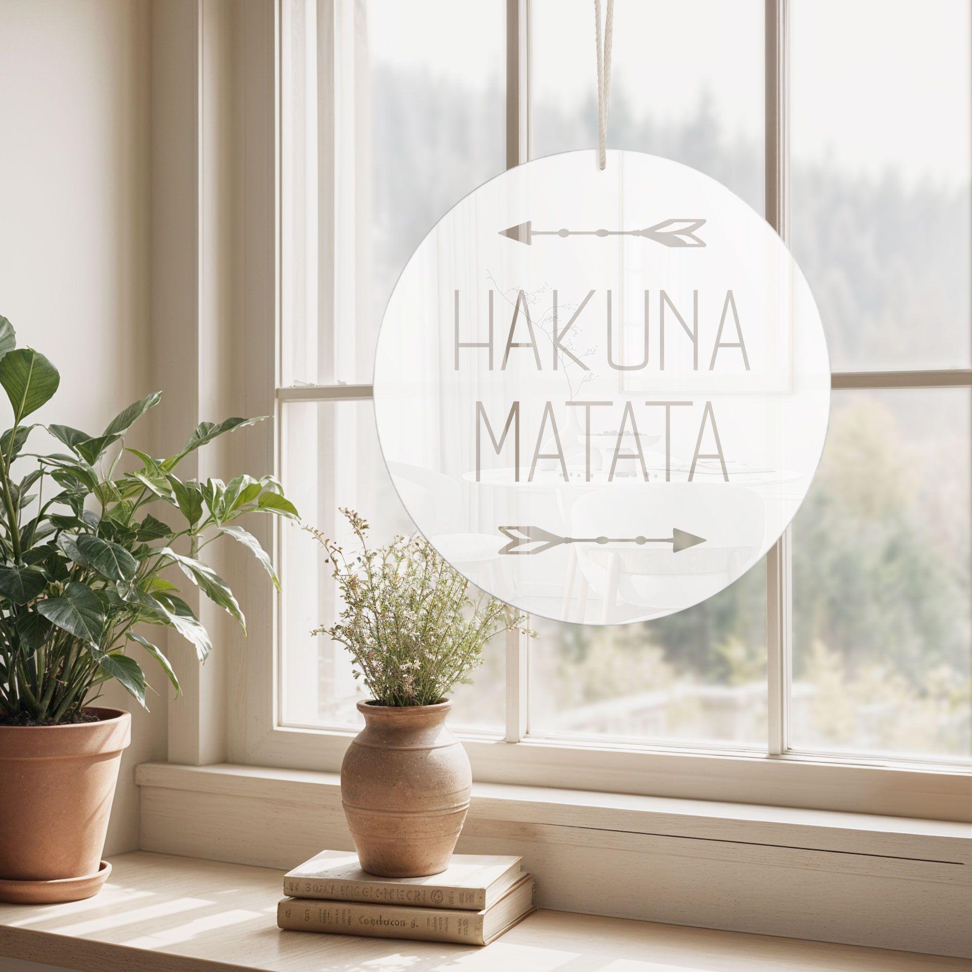 Akrylglasbillede, vinduesbillede til at hænge Hakuna Matata op - Rund