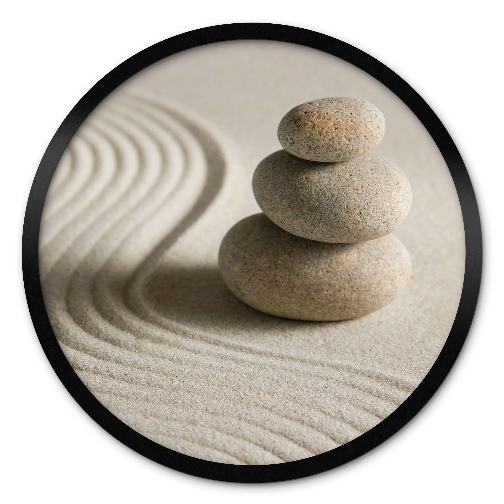 Póster Meditación y Bienestar | Piedra en la arena 2 - Redondo