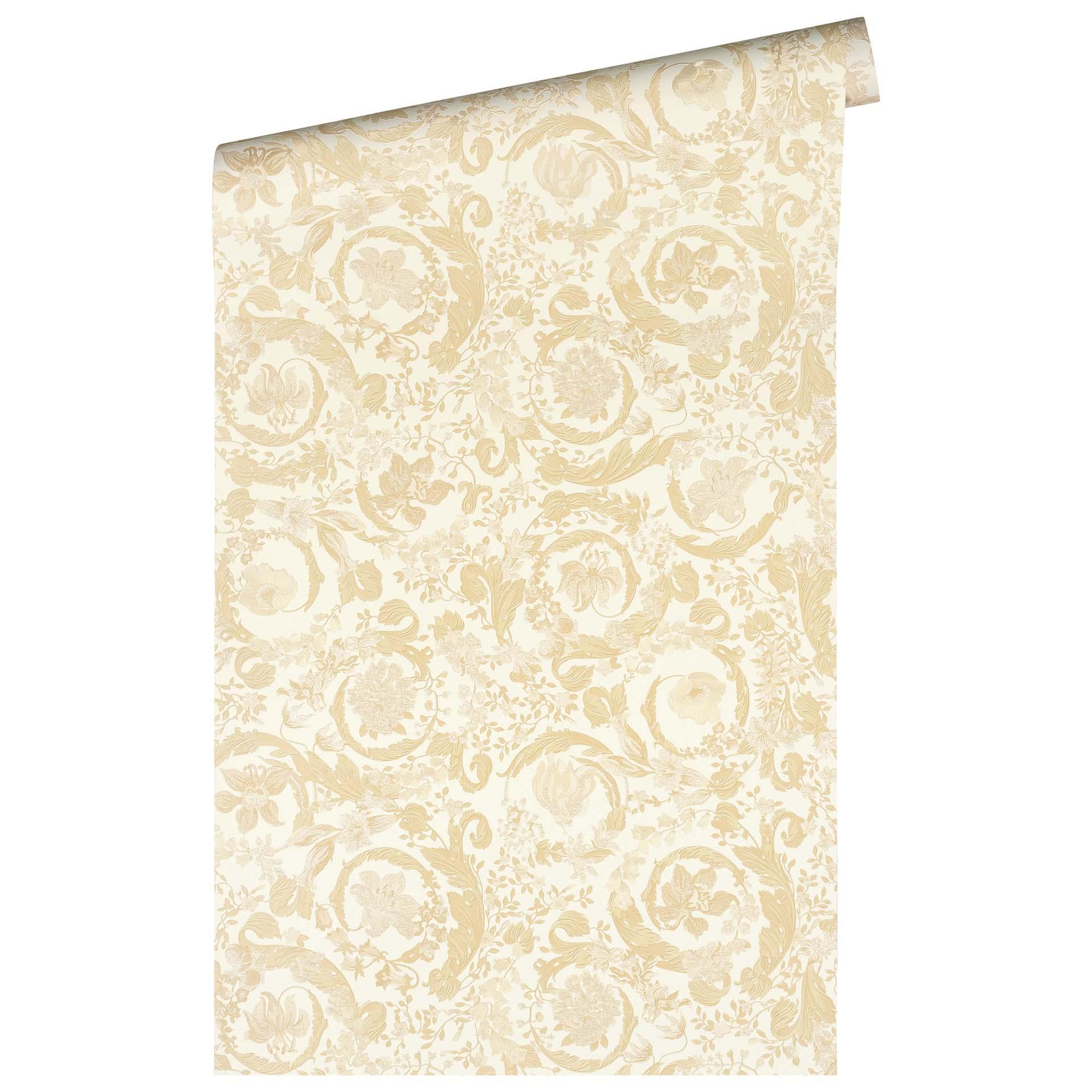 Versace tapet blomstermotiver i beige og creme non-woven tapet design blomstret tapet