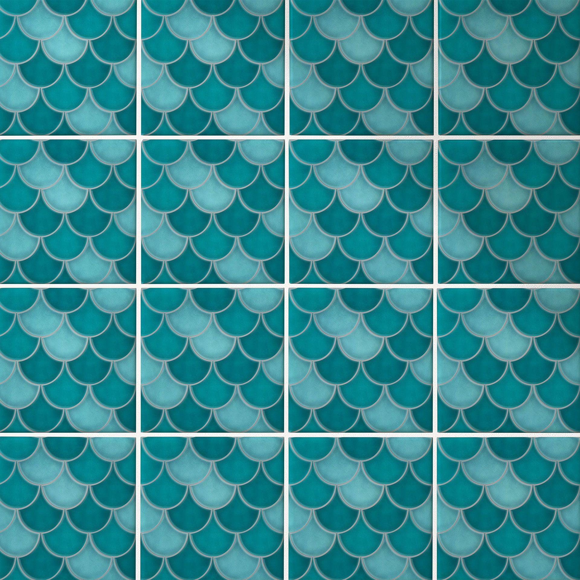 Azulejos Adhesivos escamas de pez - turquesa - lote de 12