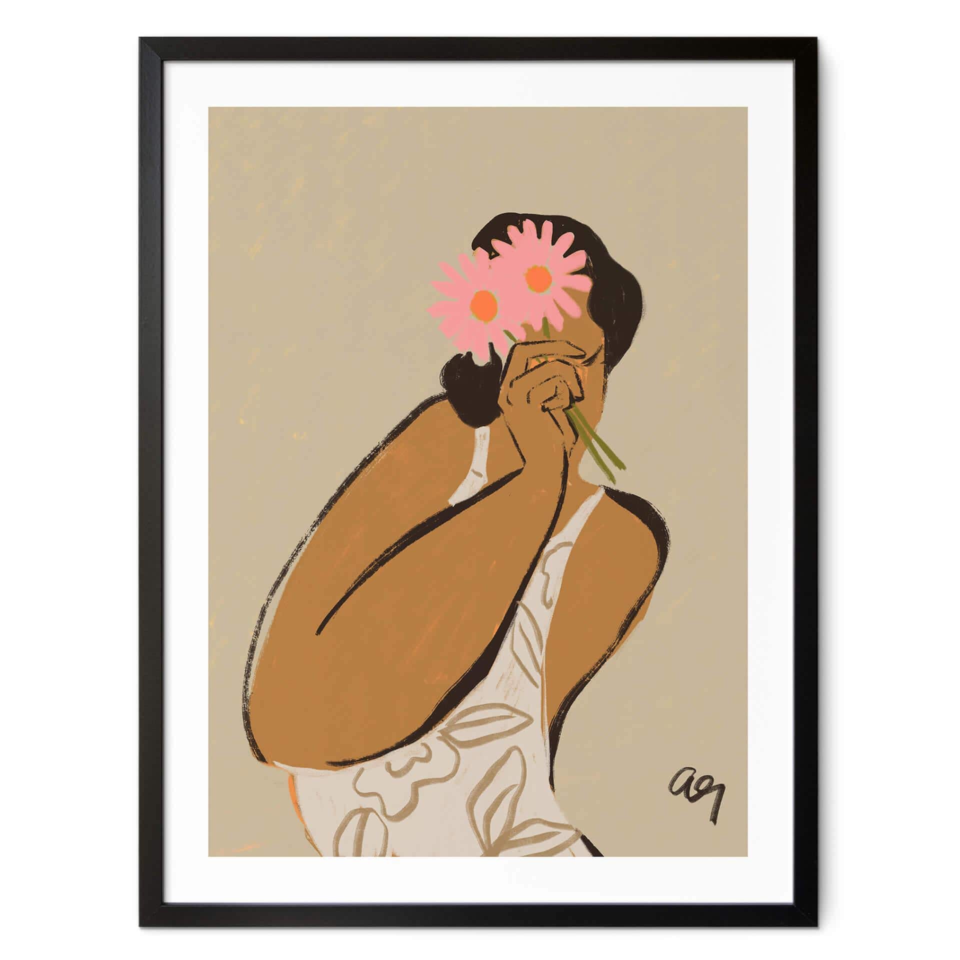 Póster Flores rosas en el pelo - Arty Guava