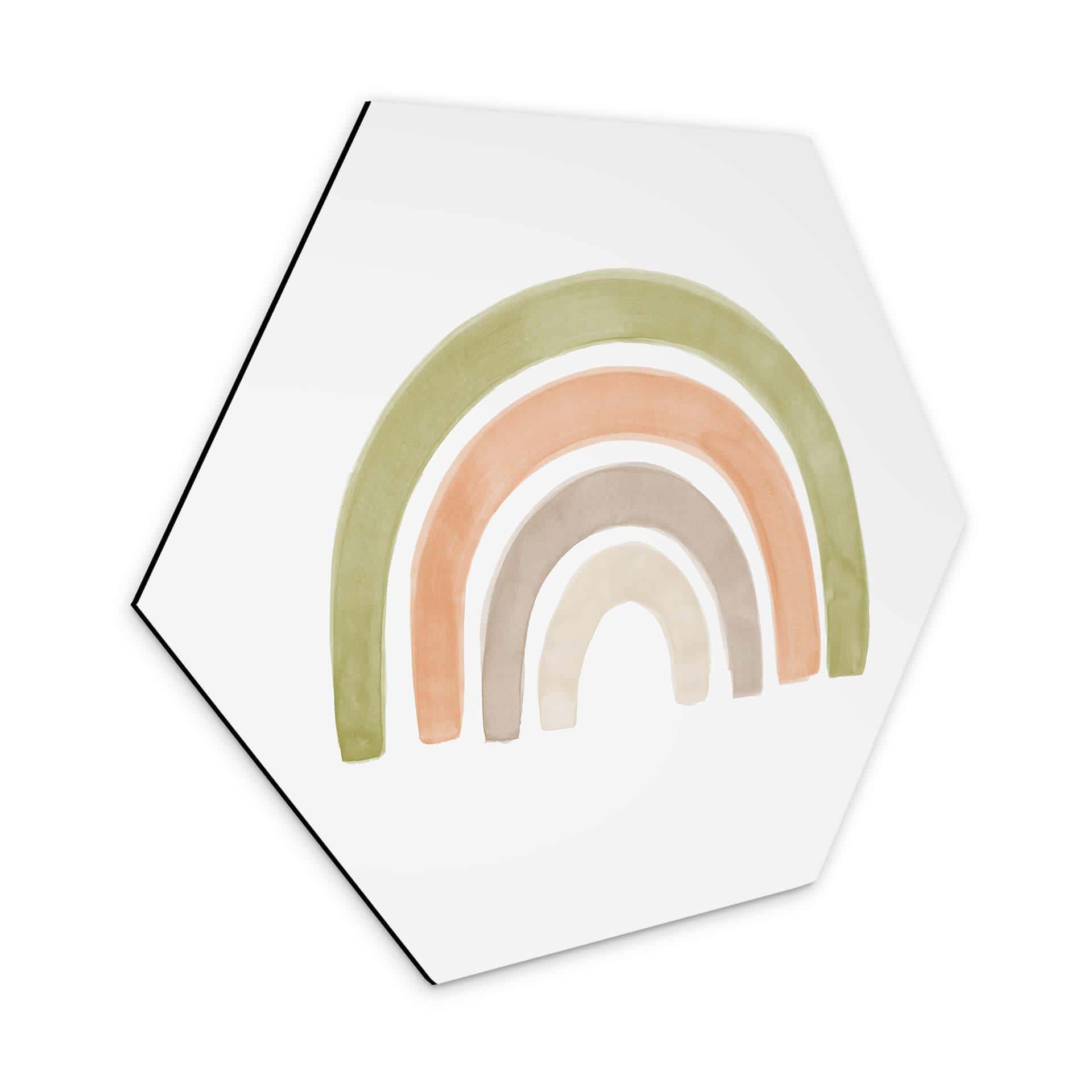 Hexagone - alu-Dibond Nouveauprints - Arc-en-ciel aquarelle