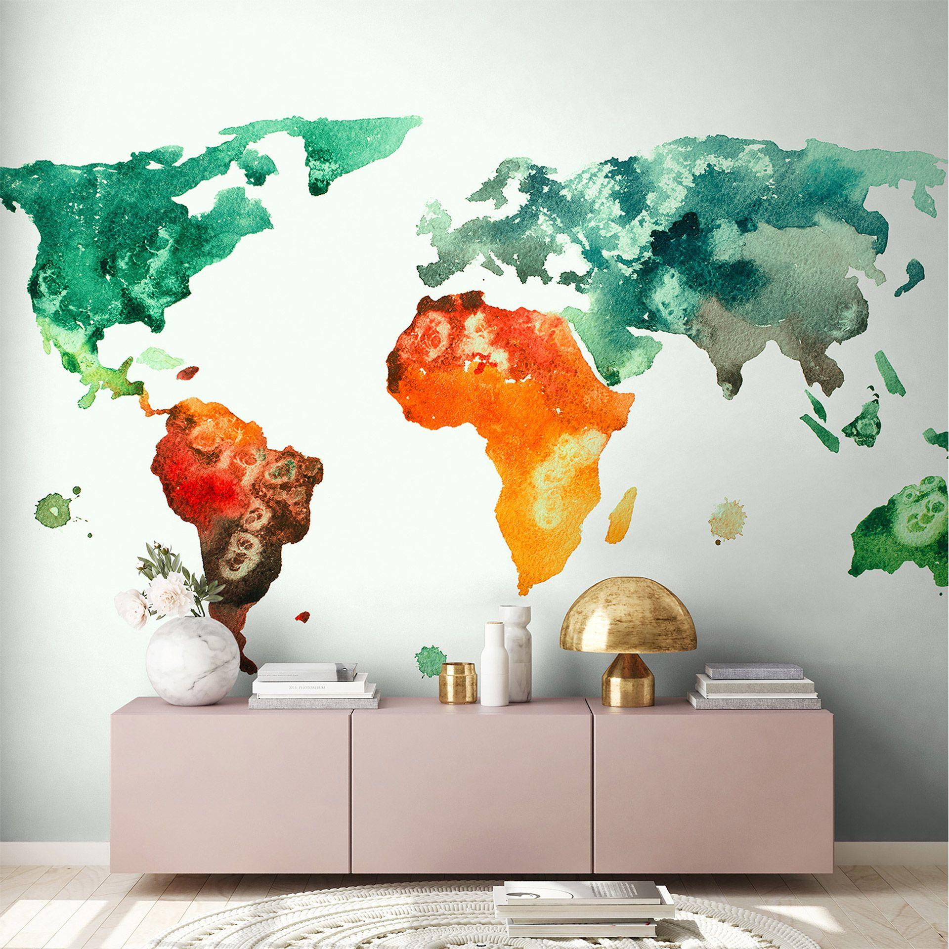 Farverig og hvid non-woven tapet Designwalls ColourfulWorld 