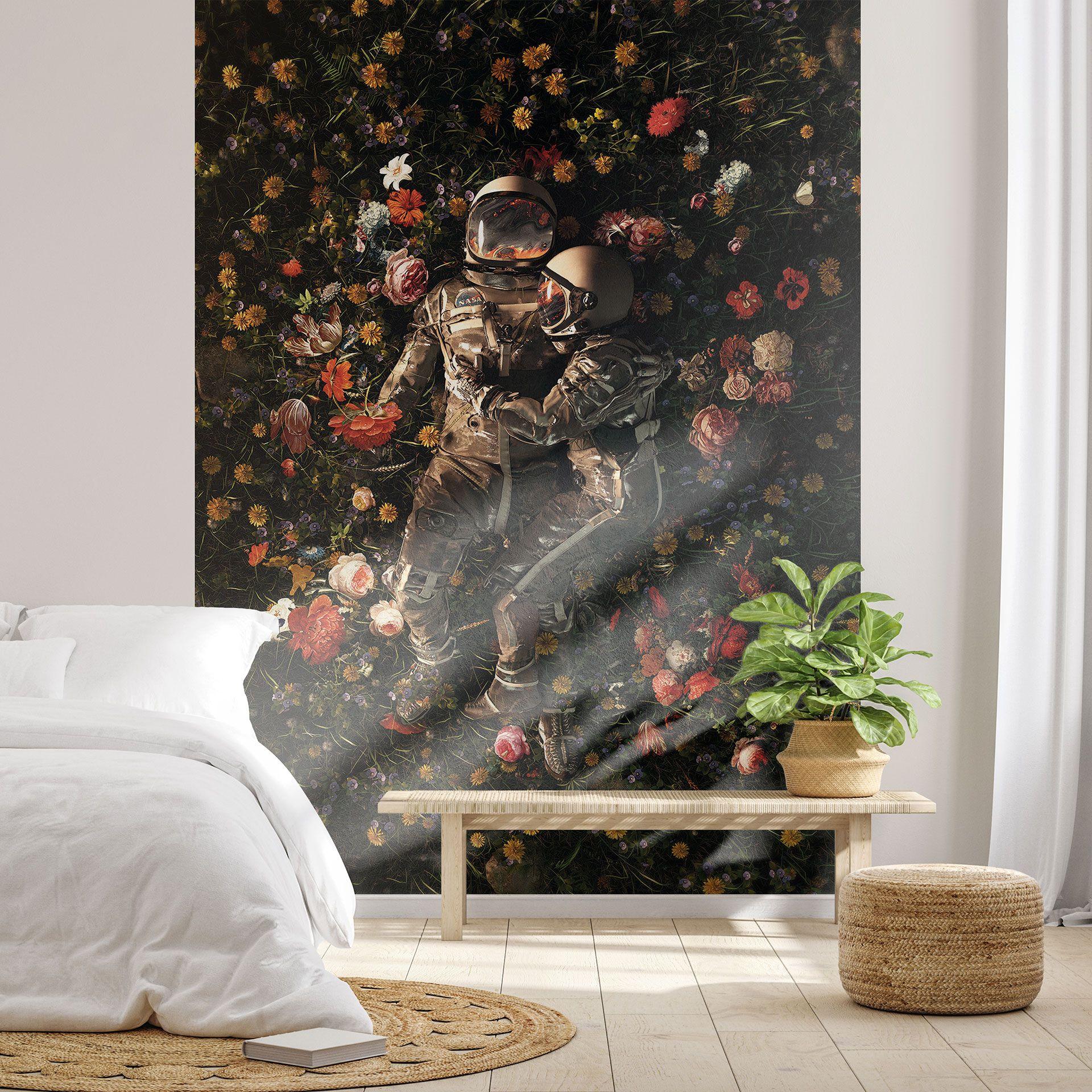 Fotomural de Astronautas en un prado de flores - Nicebleed