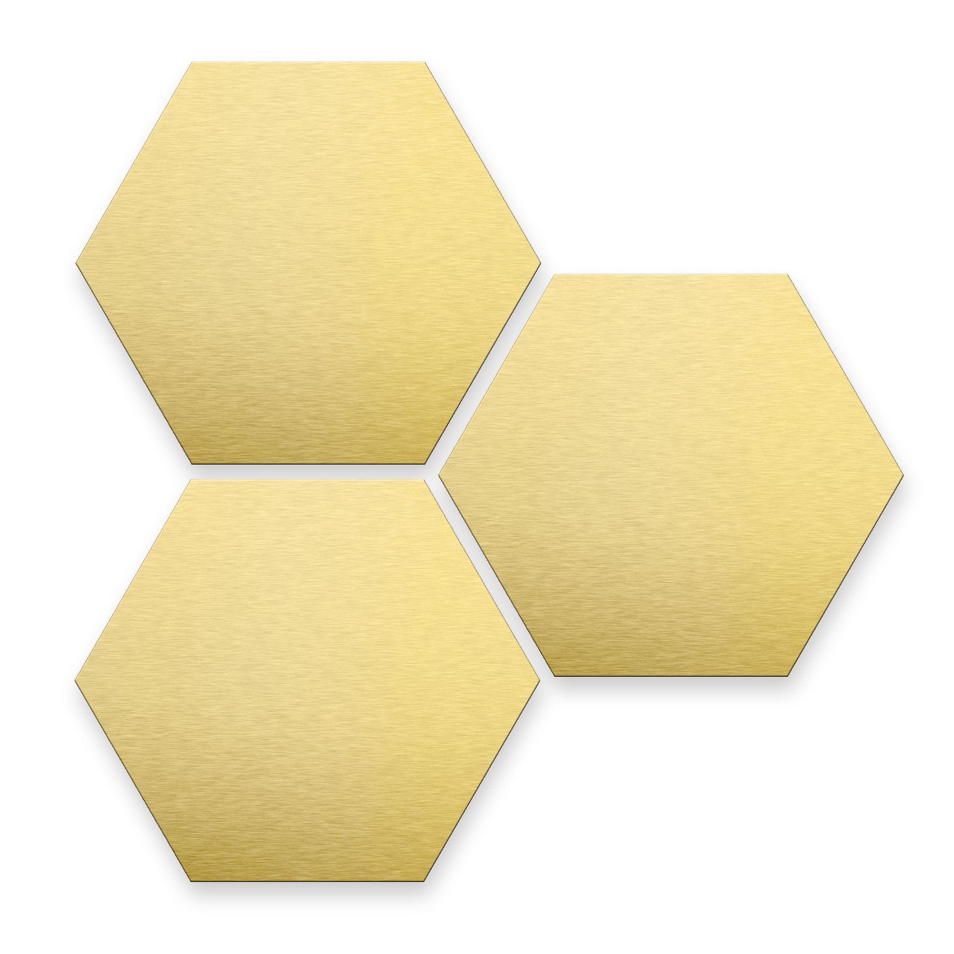 Hexagone - Alu-Dibond-Effet doré (Set de 3)