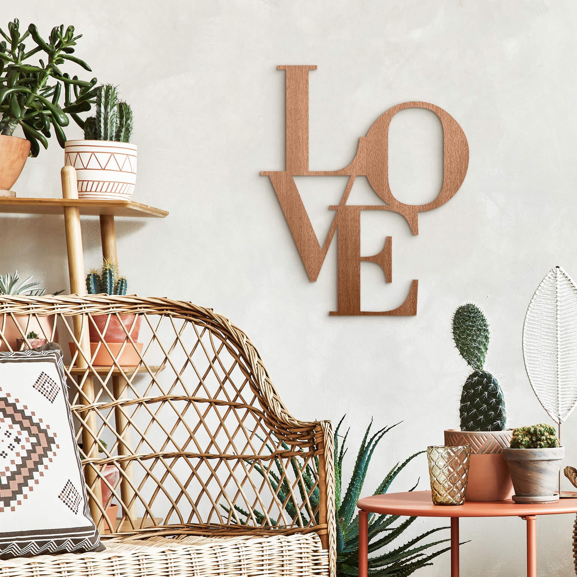Letras de madera Love modern - madera de caoba