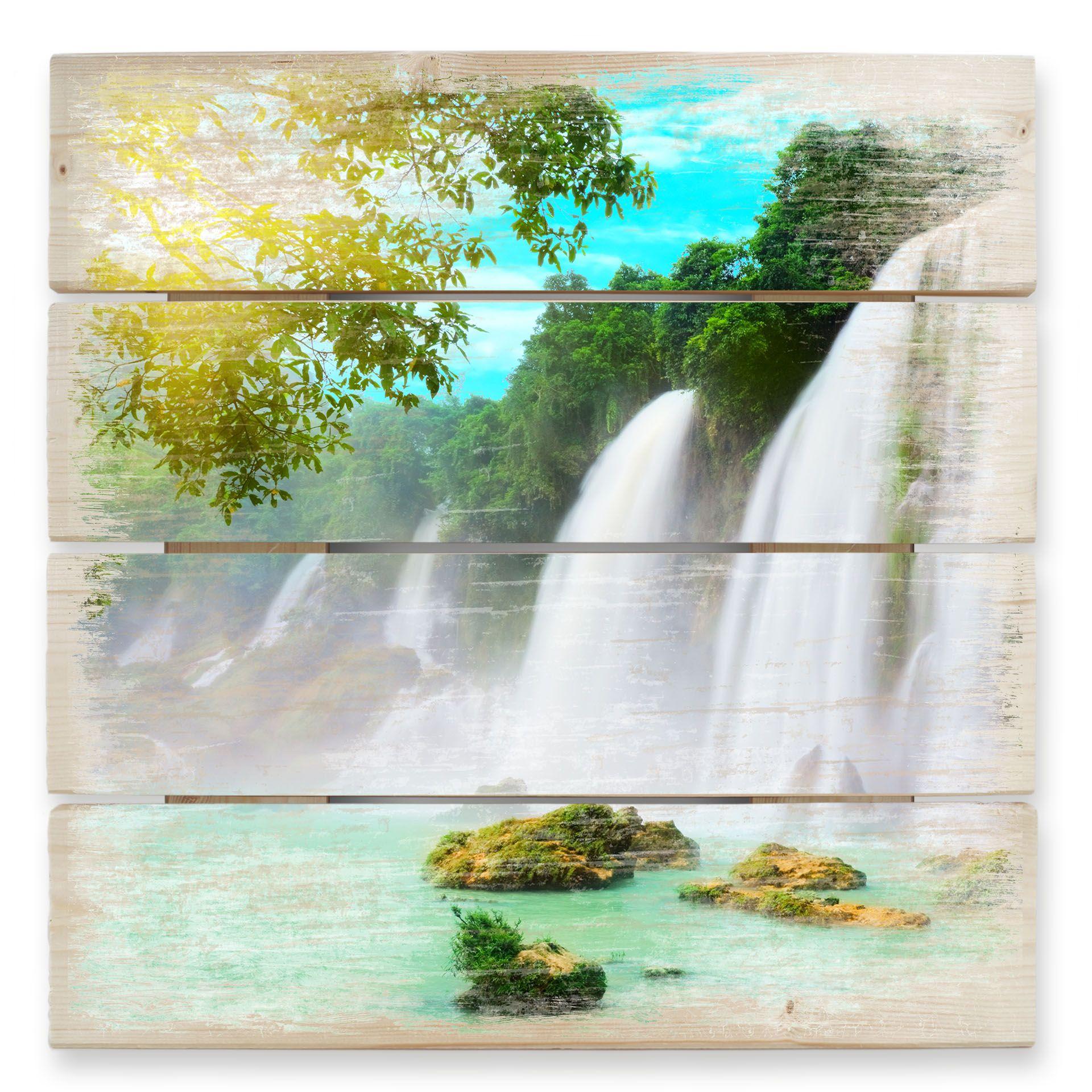 Cuadro de madera laguna azul - 40x41,5 cm