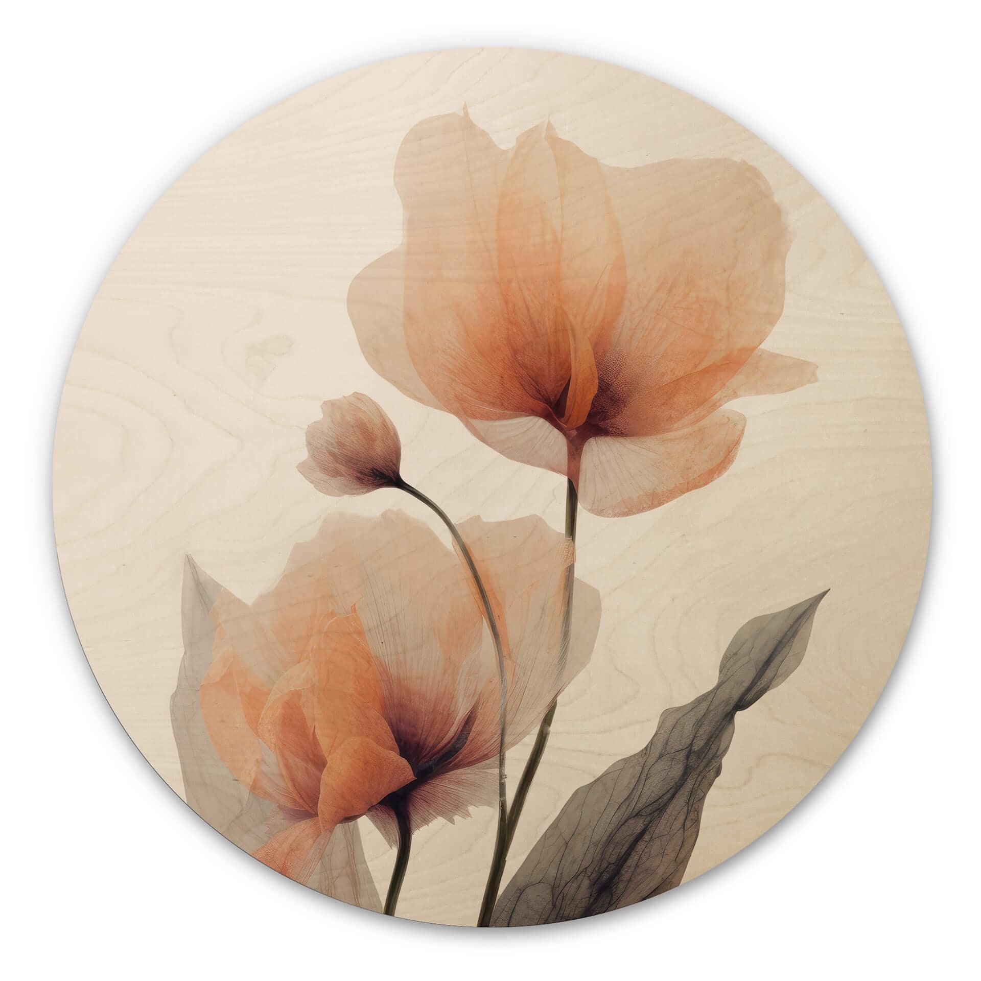 Cuadro de madera cuadro de flores - Delicadas flores redondas - Treechild