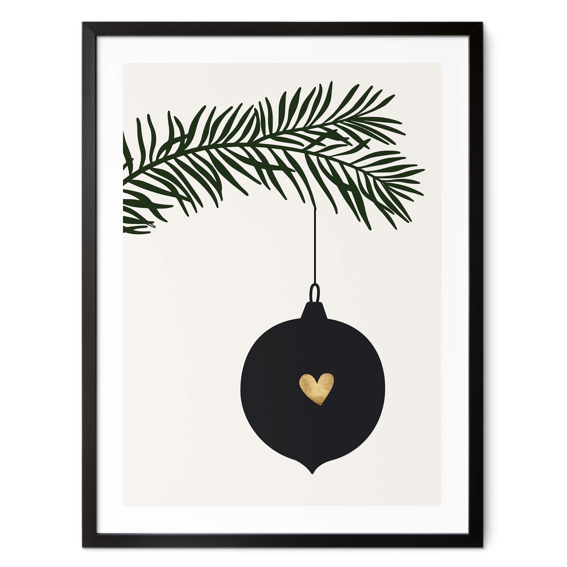 Póster Kubistika - Adorno navideño en una rama de abeto