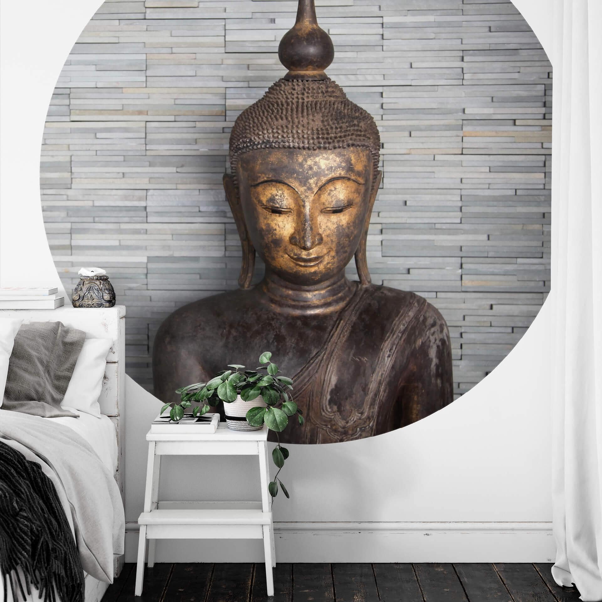 Fototapet - Rundt - Thailand Buddha - vliesetapet/selvklæbende non-woven tapet