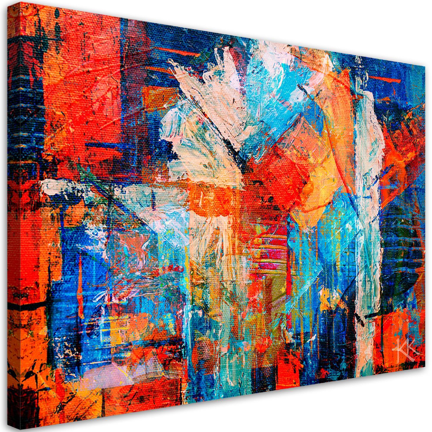 Canvasbillede, Farverig håndmalet abstrakt 3D
