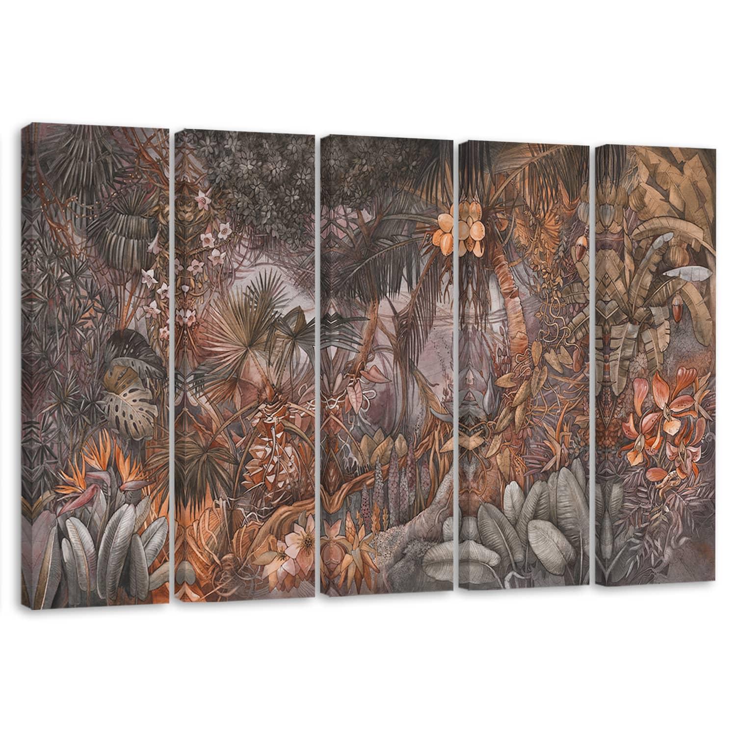 5 stykke lærredstryk Deep Jungle