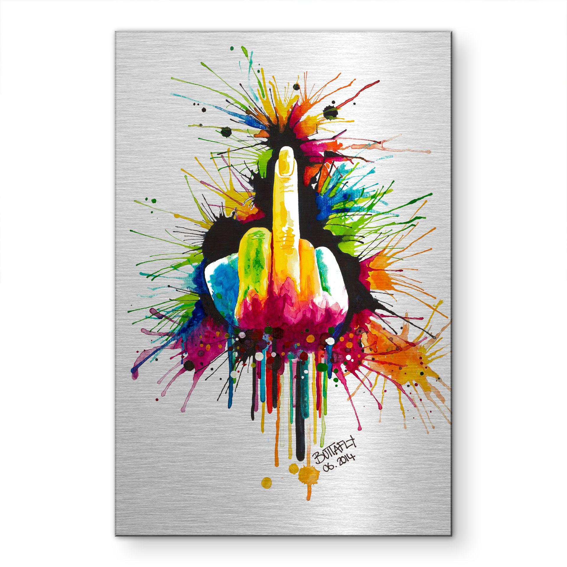 Alu-Dibond spazzolato con Effetto Oro, Argento e Rame - Fuck the System - Buttafly