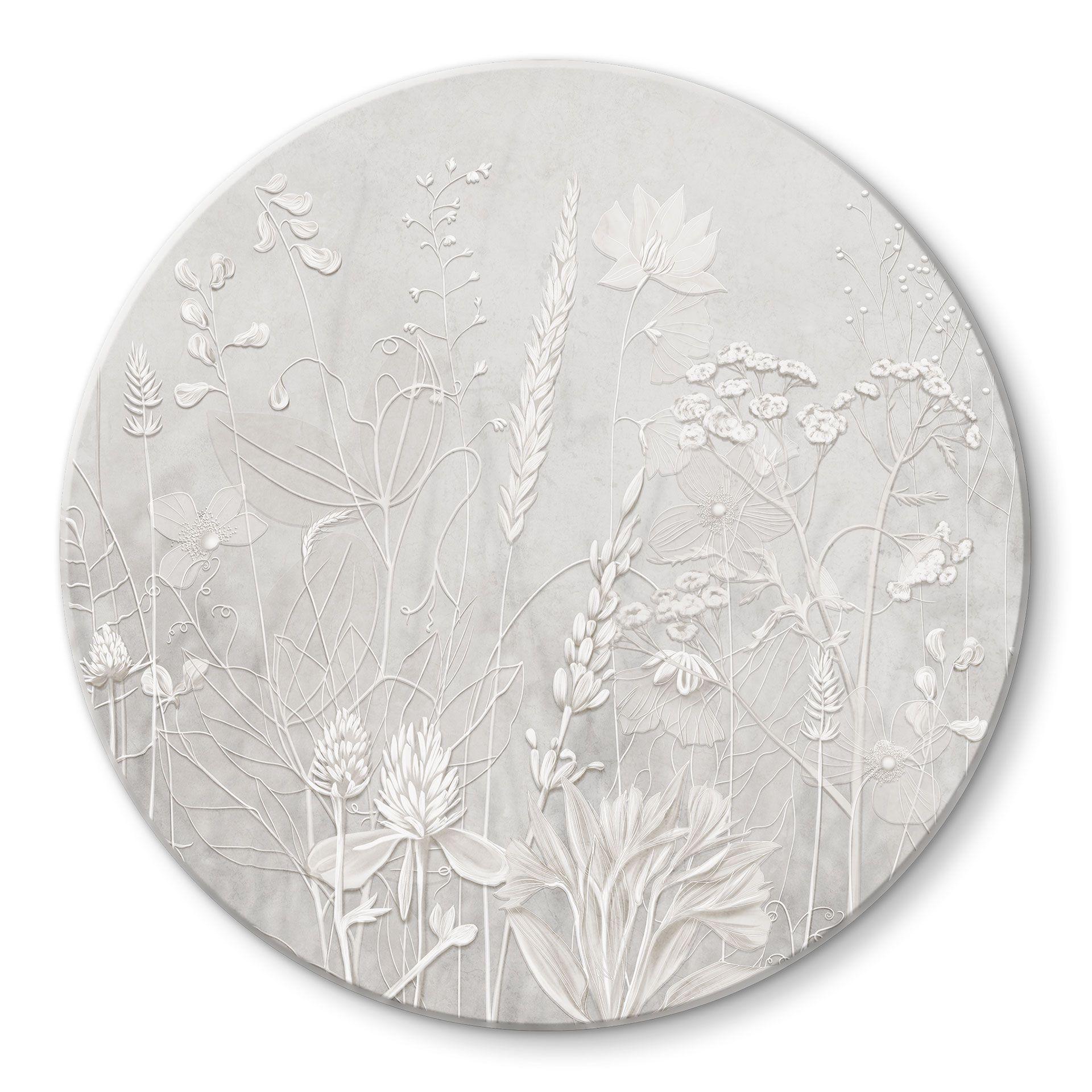 Glasschilderijen in wit in modern design - Ms Tiff - Rond