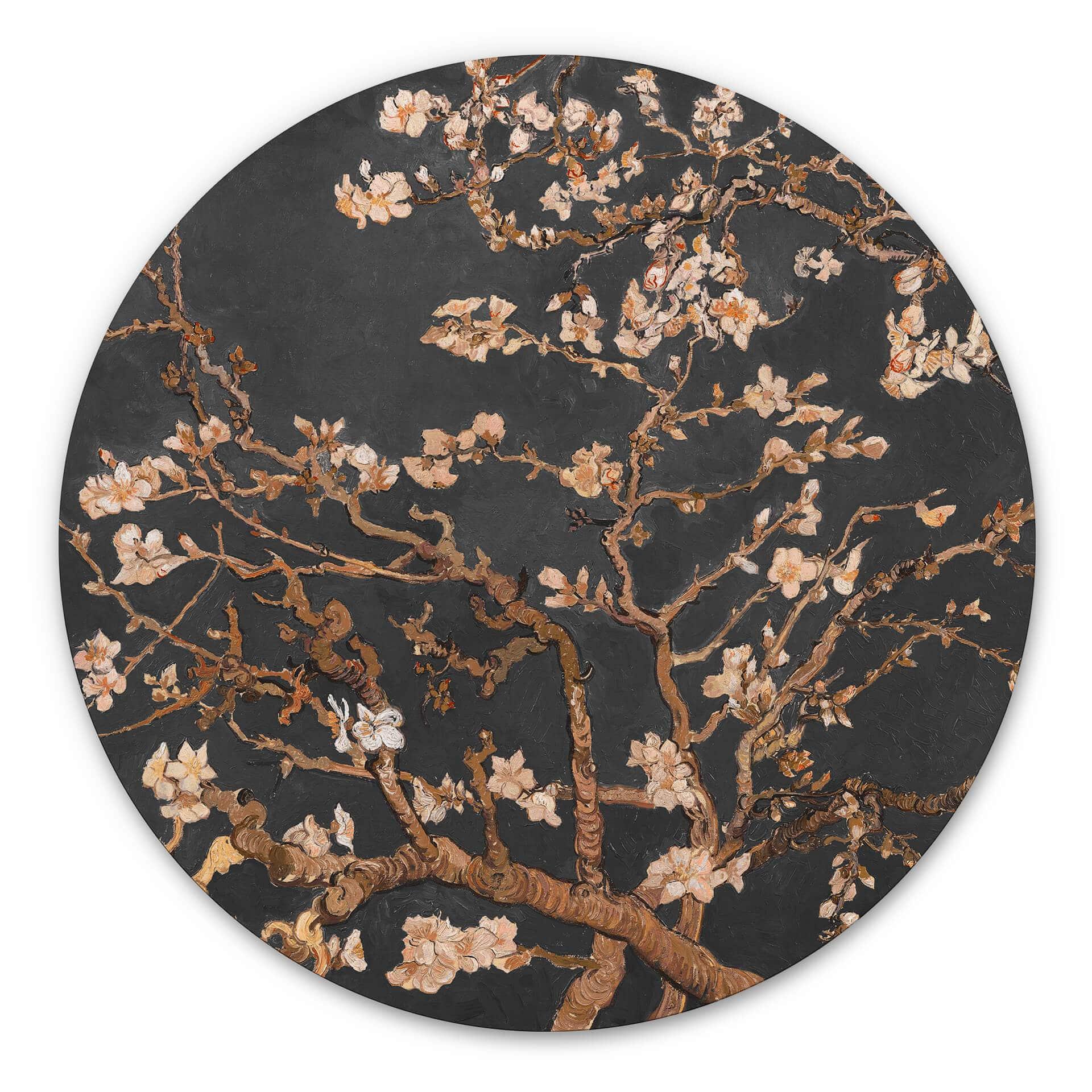 Tableau sur alu-Dibond rond van Gogh - Fleur d'amandier en automne