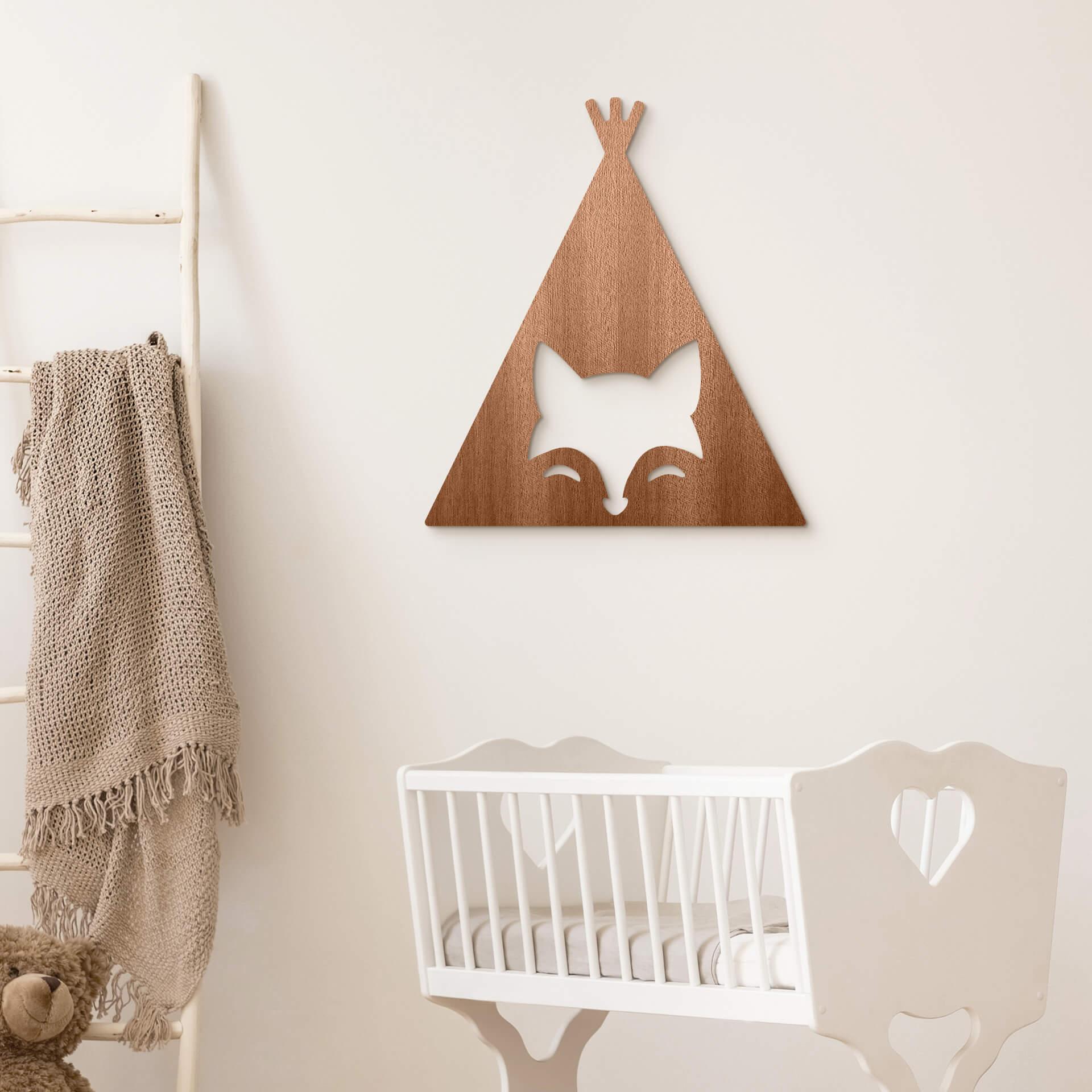 Decoración en madera caoba - Tipi - Zorro