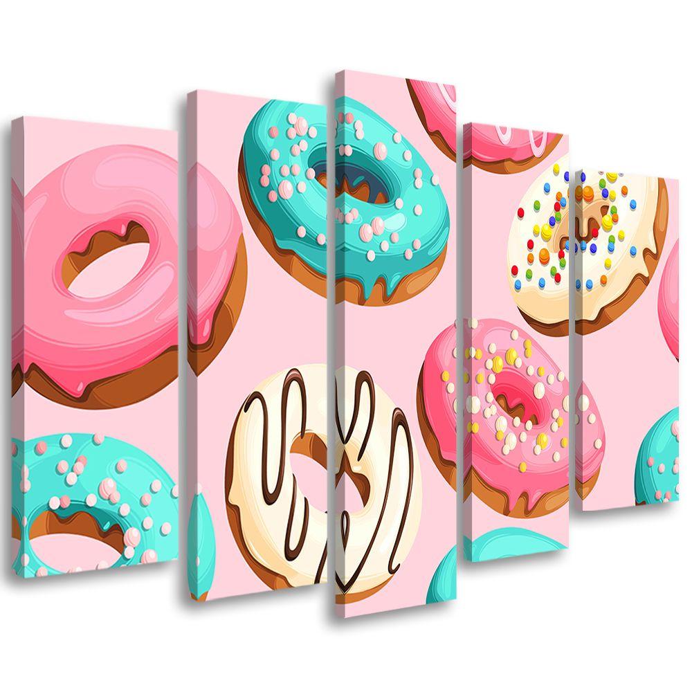 5 stykke lærredsprint, donuts kage