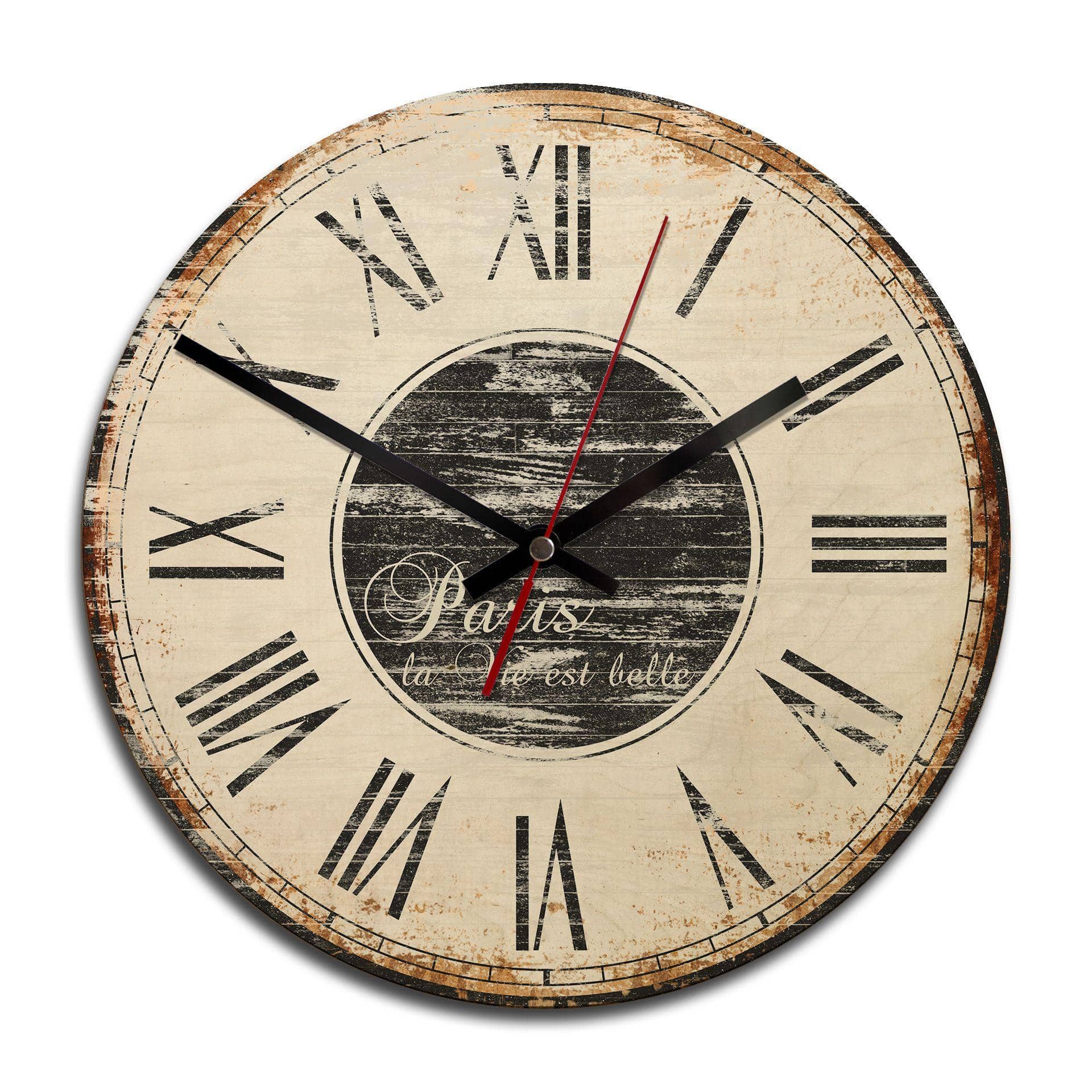 Horloge murale en bois -  La vie est belle - Shabby Chic