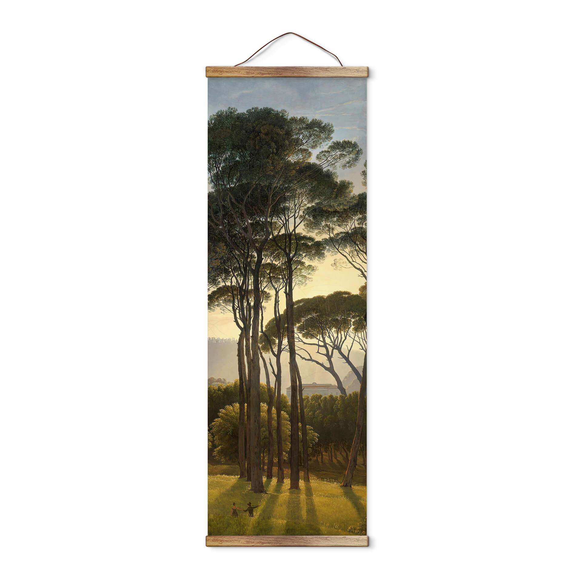 Tekstil plakat - Italiensk landskab med paraplyfyrretræer - Panorama
