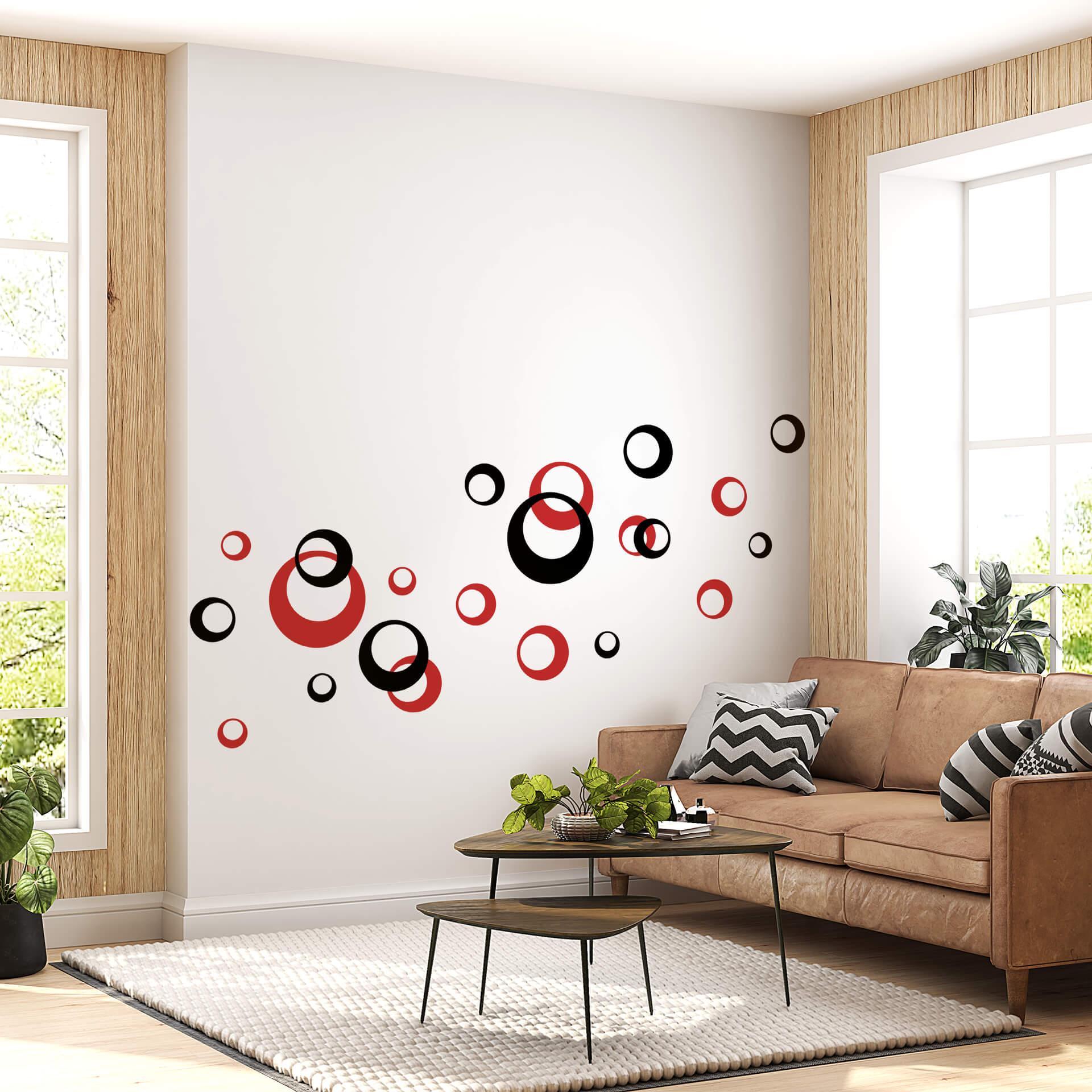 Wallsticker - 2-farvede Retro Cirkler