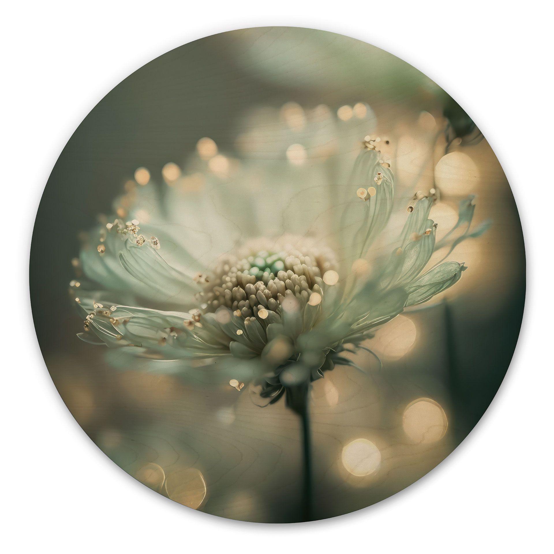 Cuadro de madera Delicado destello de flores - Treechild - Redondo