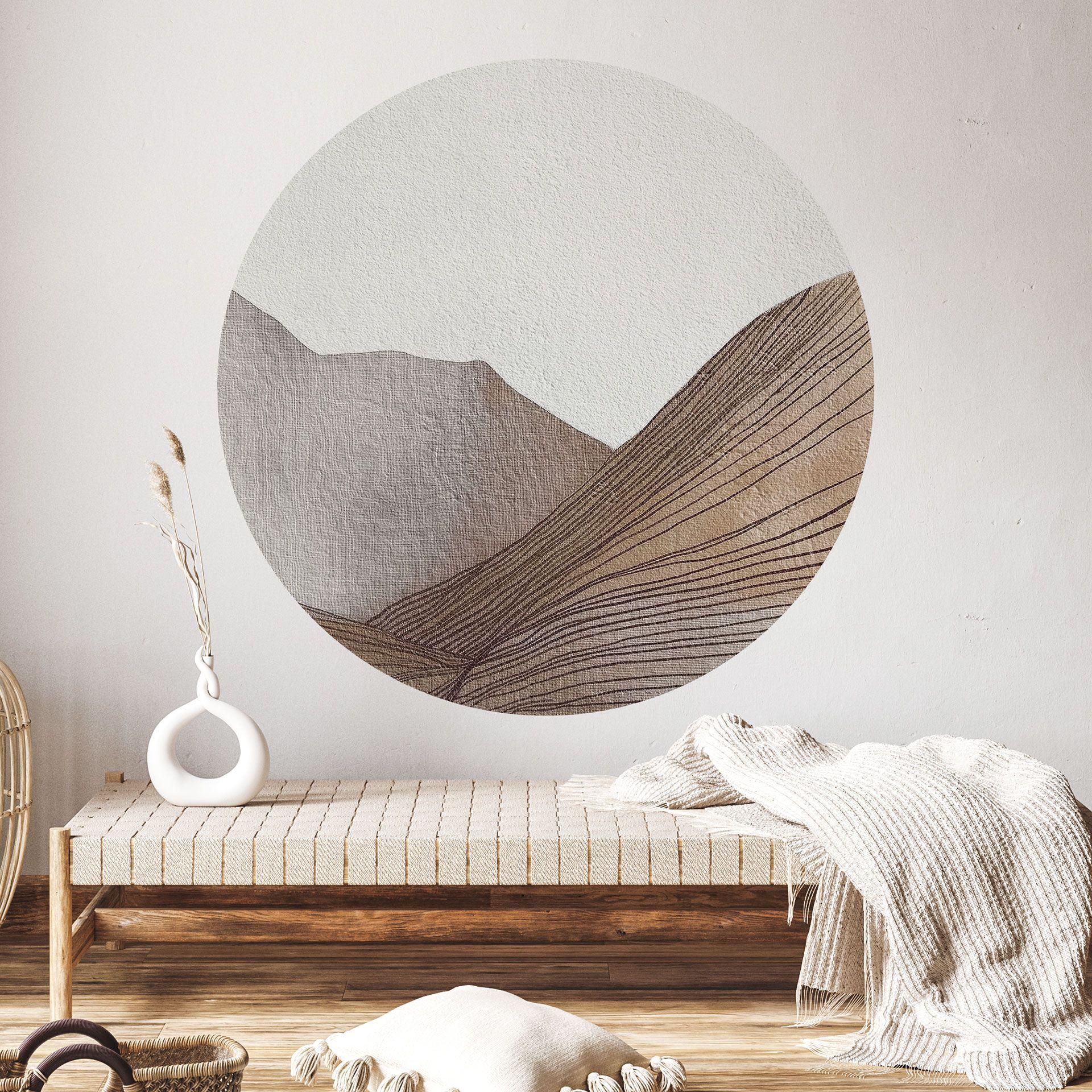 Vinilo decorativo Esbozo de montaña minimalista - Alma - Redondo