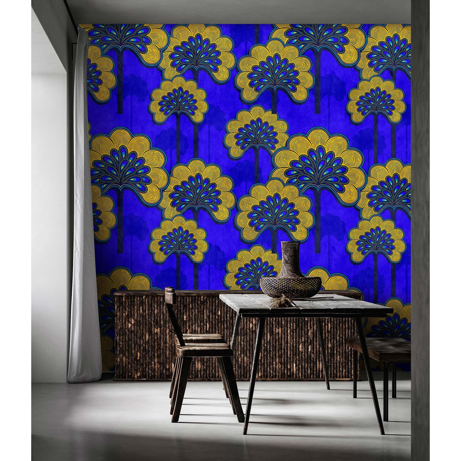 Fotomural Paredes de Patel 3 Dakar 1 azul, amarillo