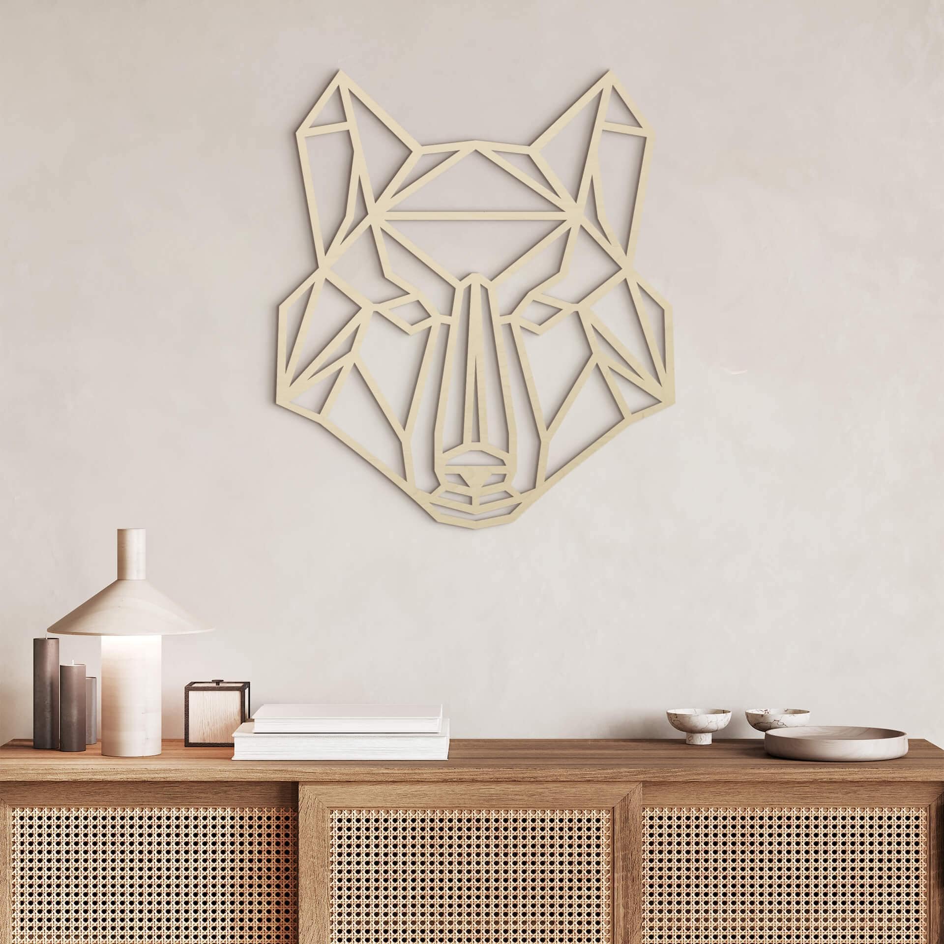 Arte en madera de álamo - Origami lobo