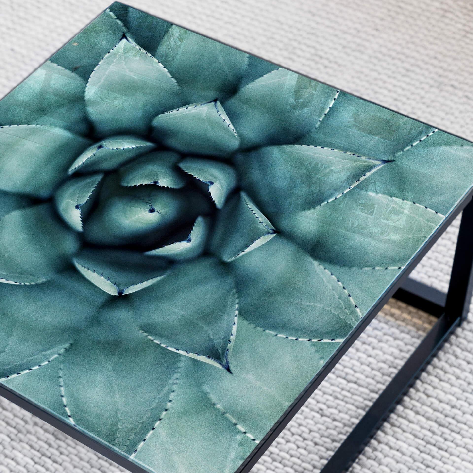 Plateau de table en verre - Agave 02 -Carré