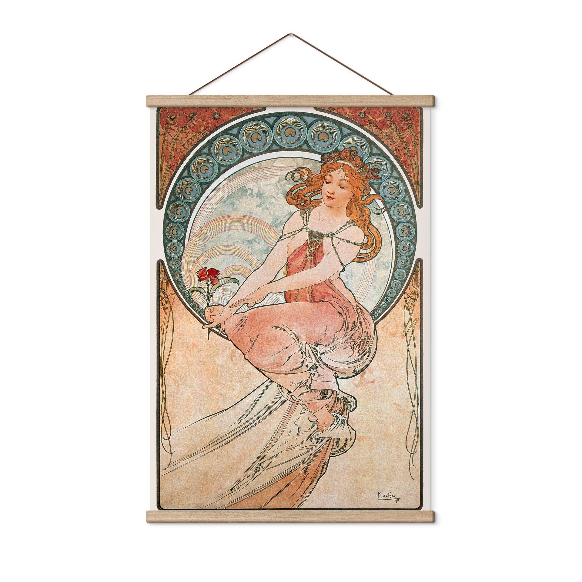 Tekstil plakat Mucha - Fire kunstarter: Maleri