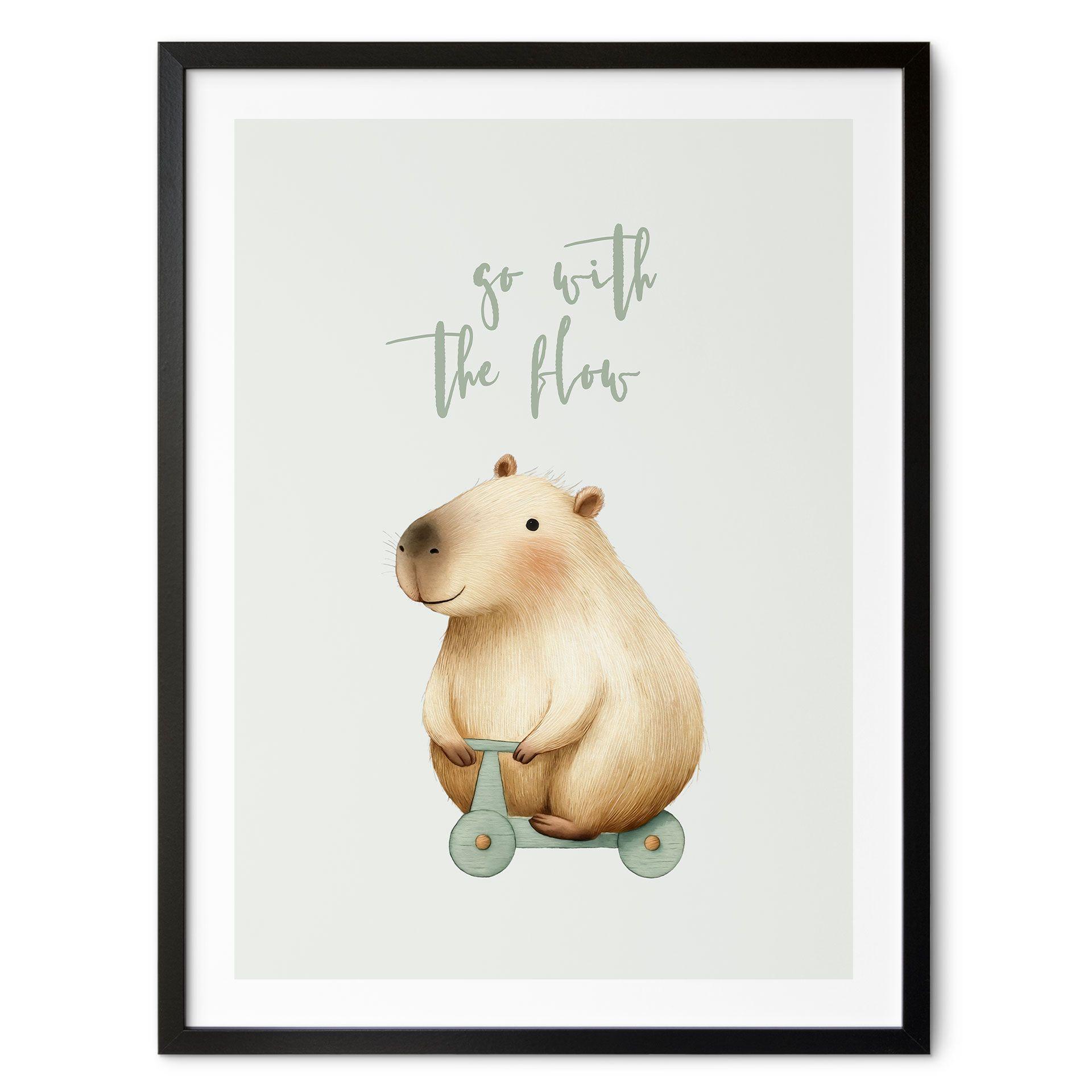 Børneplakat Capybara på rolle - Flow saying