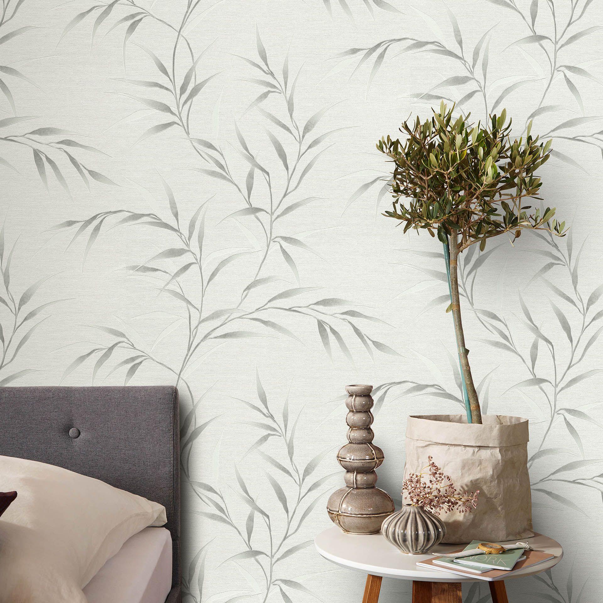 Guido Maria Kretschmer tapet med bladmotiv Yamato Fashion for Walls 5 lysegrå