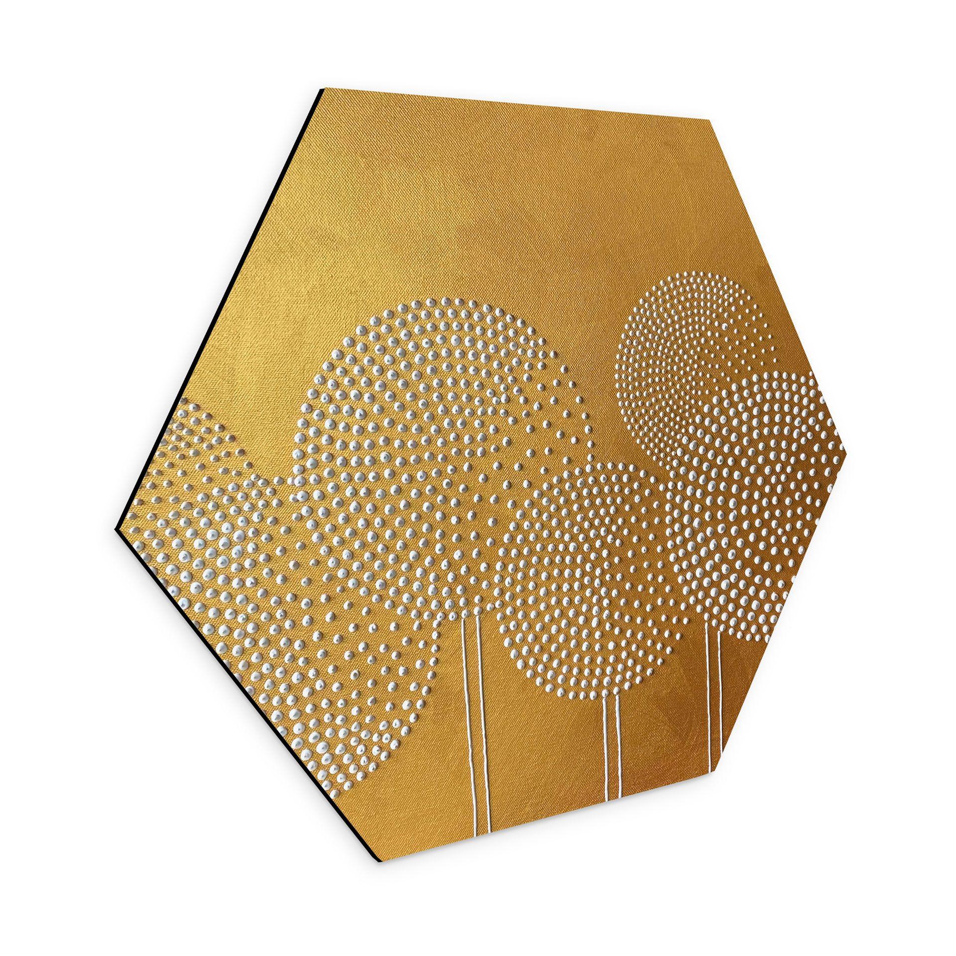 Hexagon Dibond Hvide perleblomster - Grande