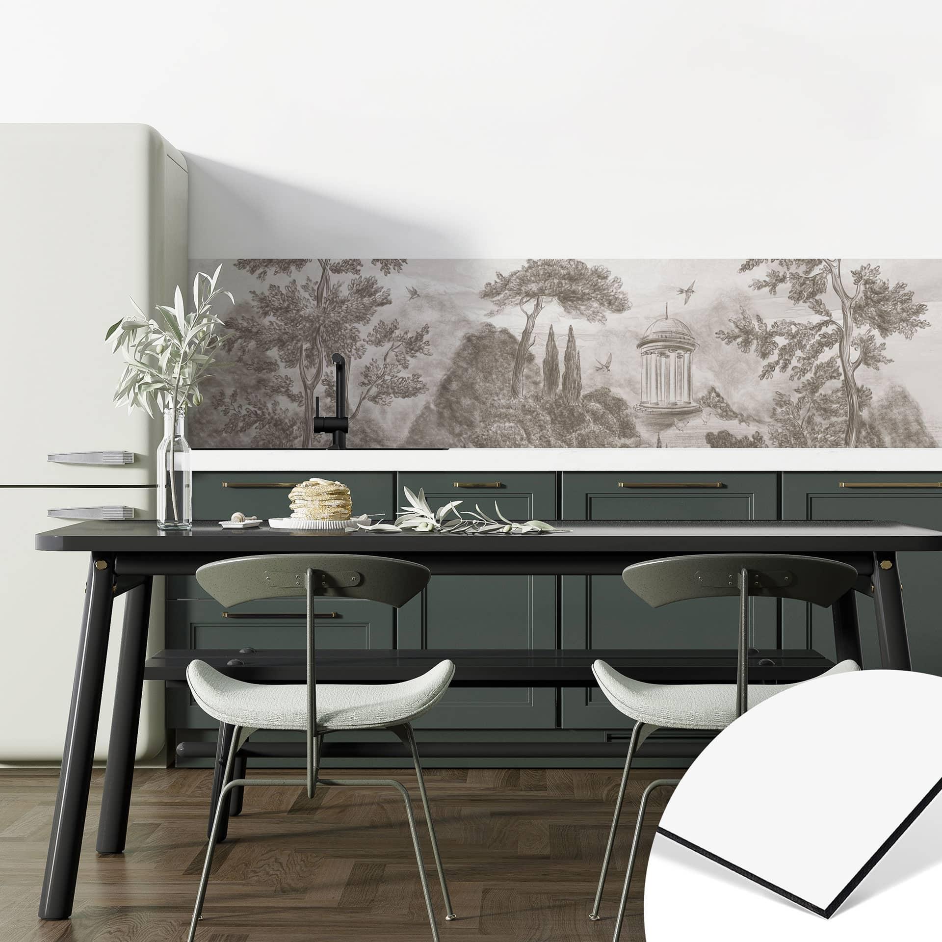 Keukenachterwand landschap met tuinlandschap in beige - Ms Tiff