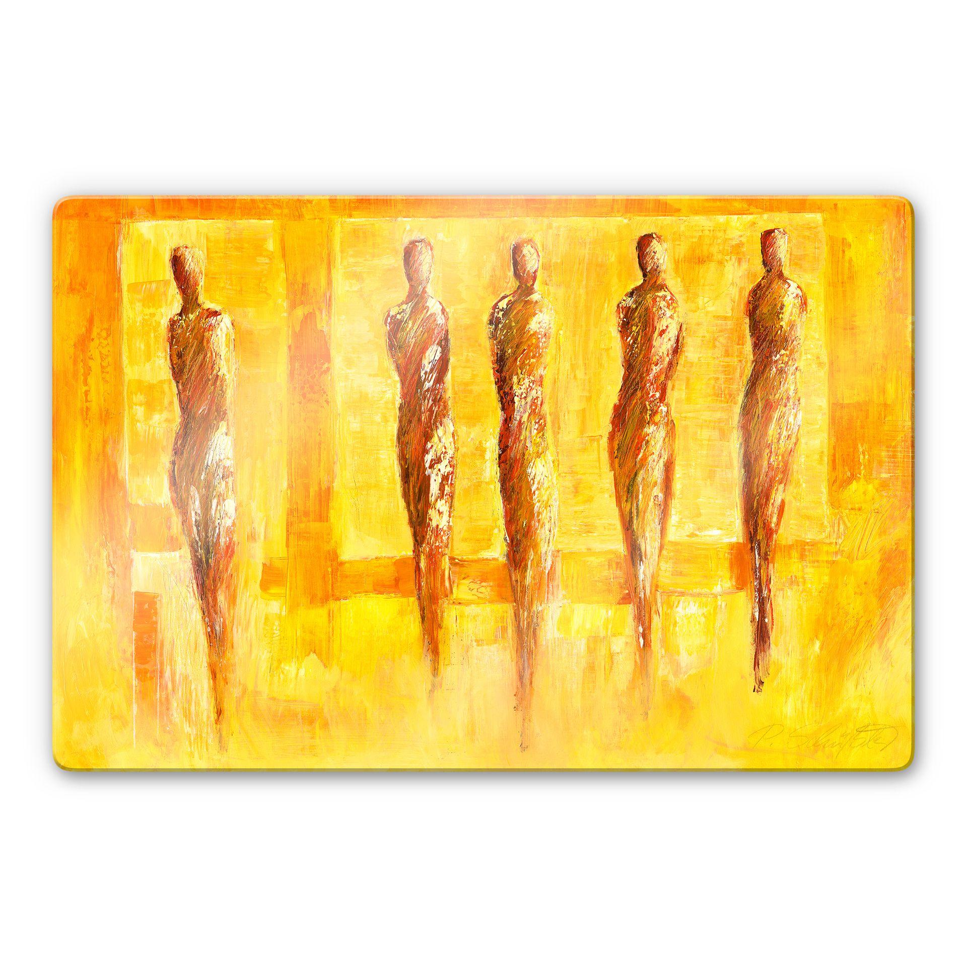 Glasbillede - Schüßler - Fem figurer i gul
