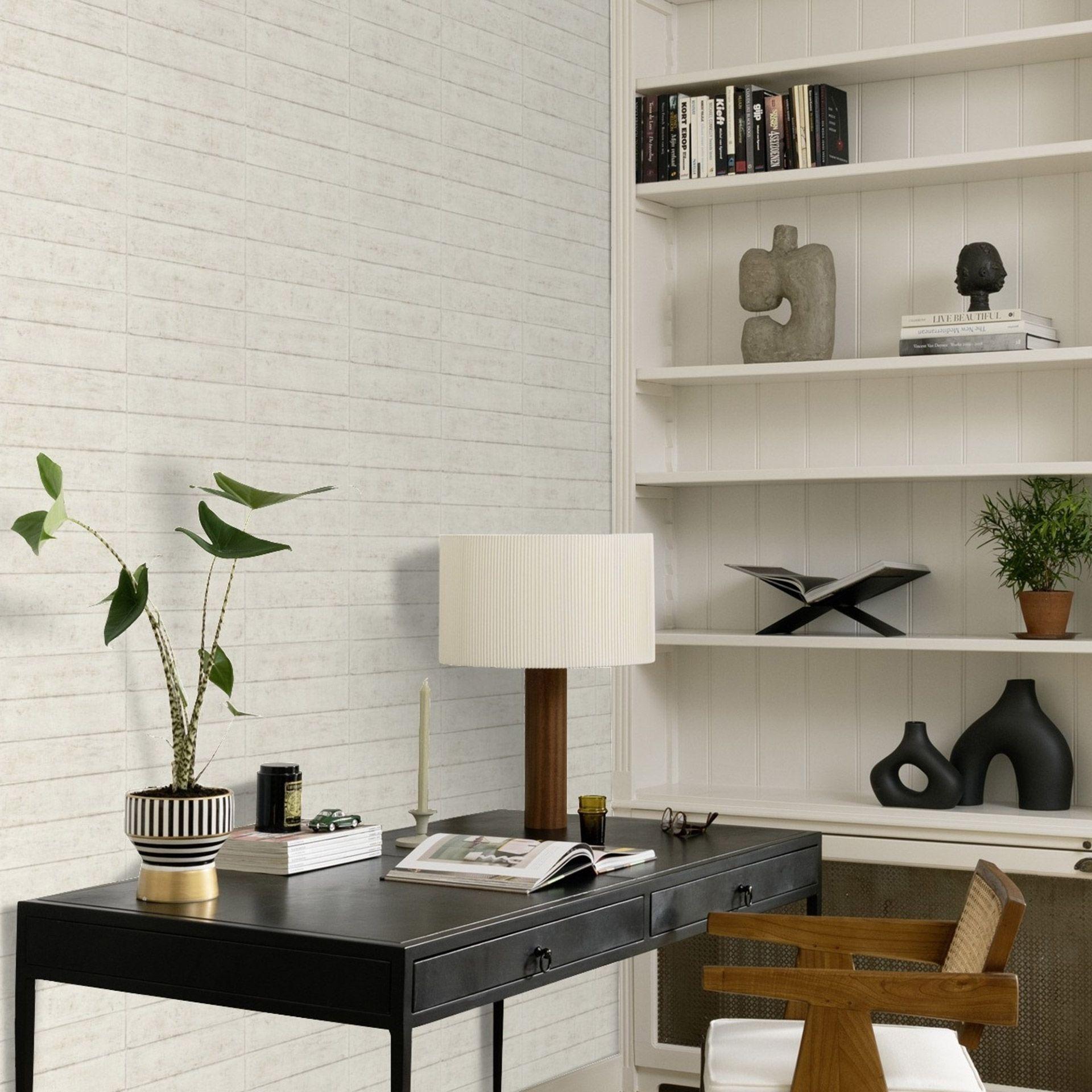 Tapet i betonlook, stentapet Factory hvid