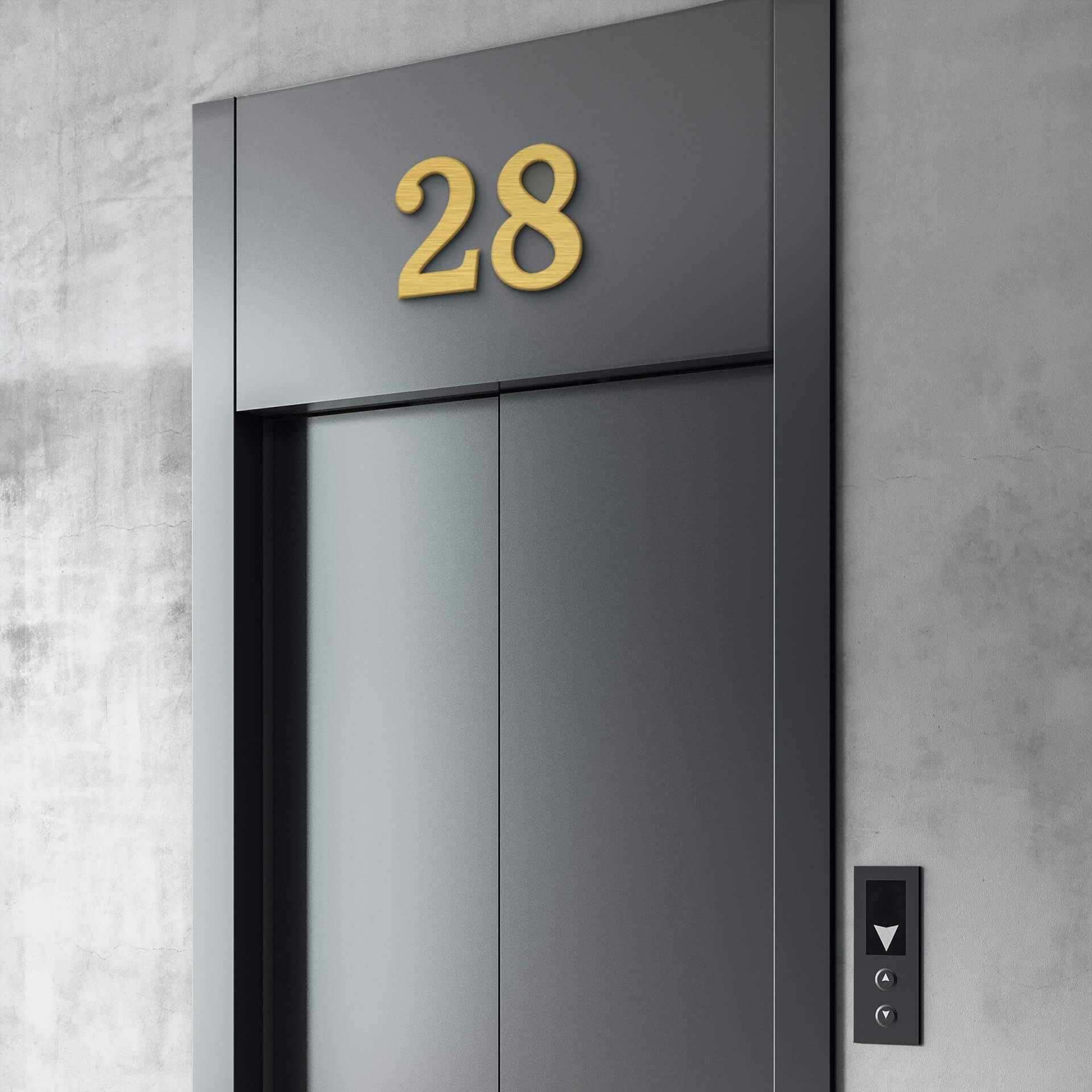 Números de aluminio Dibond - Números de casa - Efecto dorado 