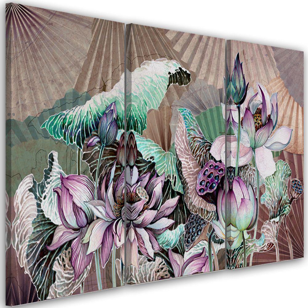 Lærred print 3 dele, Holy Lotus og Fanter