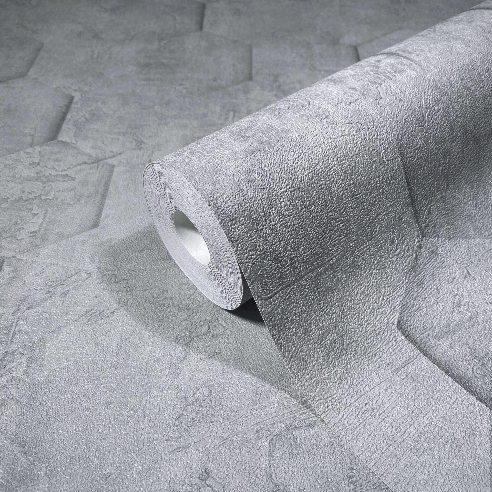 Non-woven tapet med 3D honeycomb mønster grå grafik 