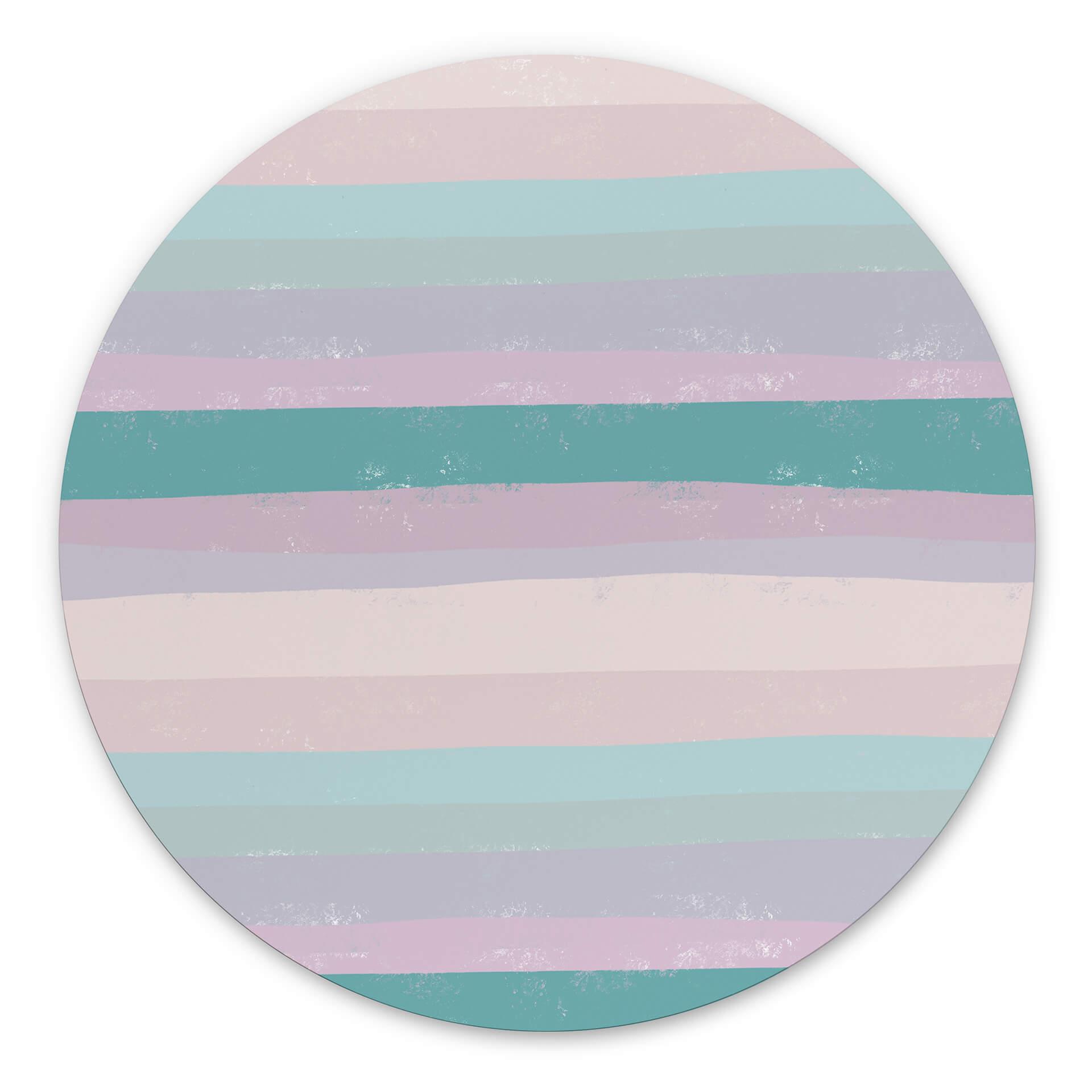 Vægcirkel Uplusmestudio - Coloured Stripes – print på aluminium (Alu-Dibond)