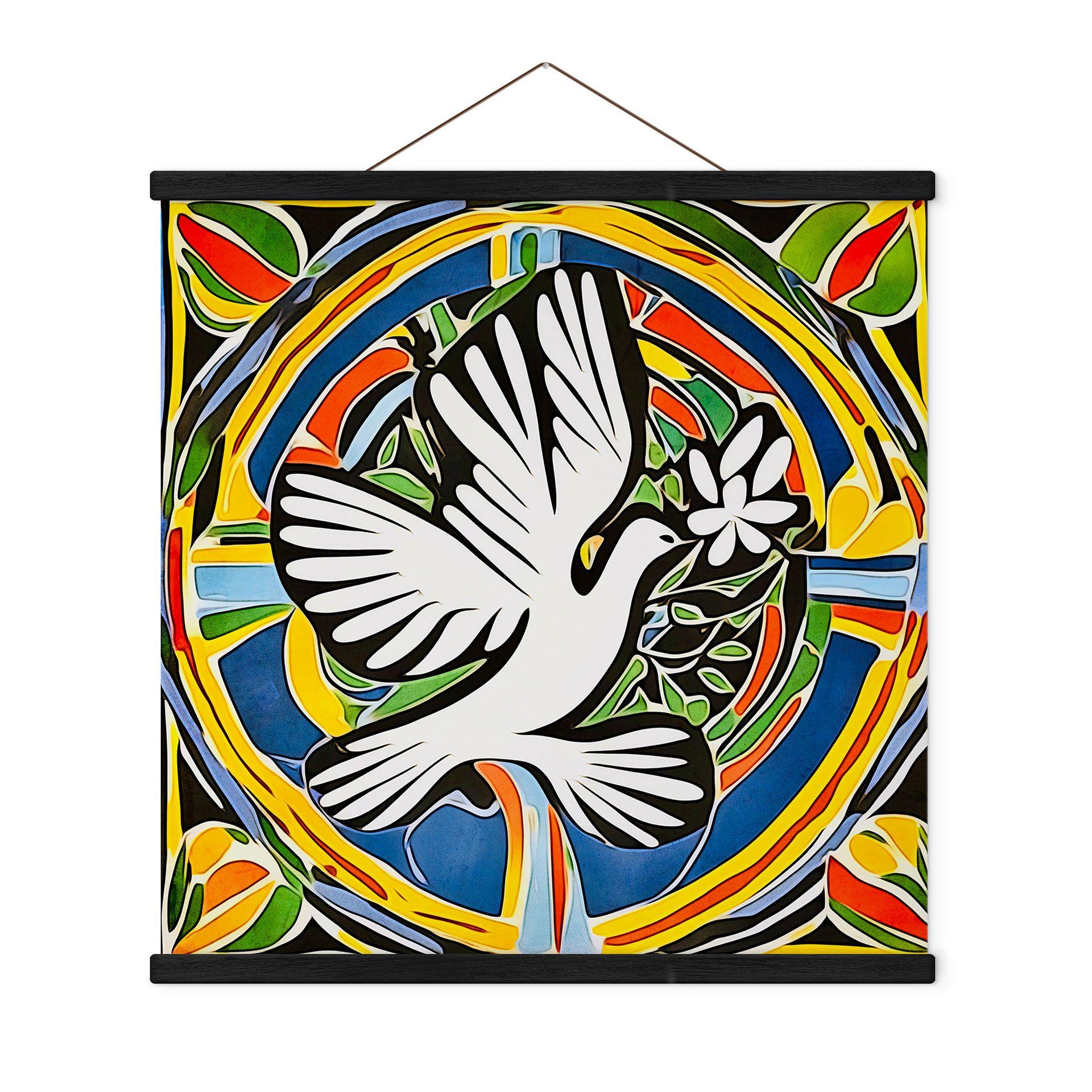 Póster de tela Paloma de la paz de colores - Inspirado en Matisse - Zamart - Cuadrado