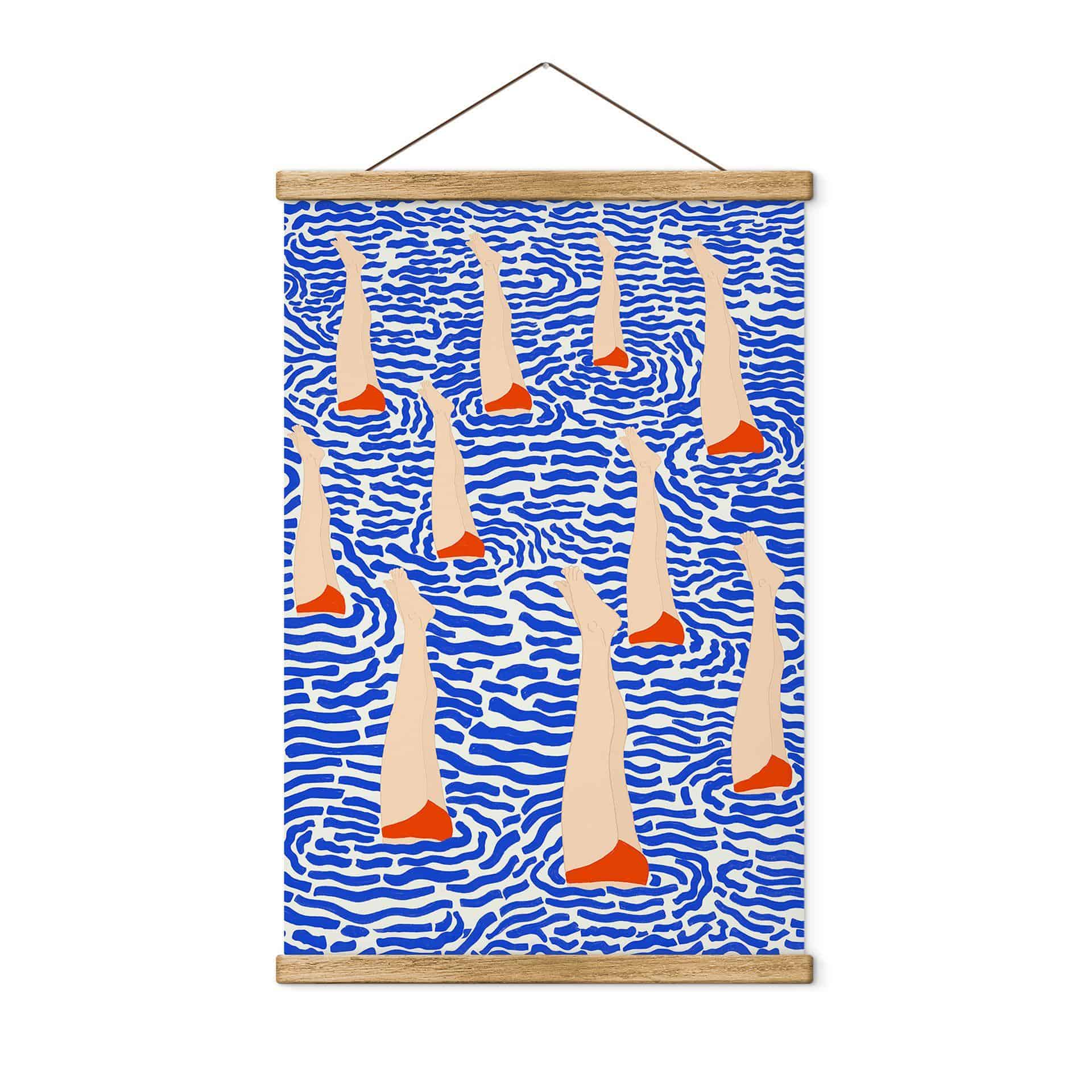 Póster de tela Nadador en la piscina - Ilustración - Jota de jai