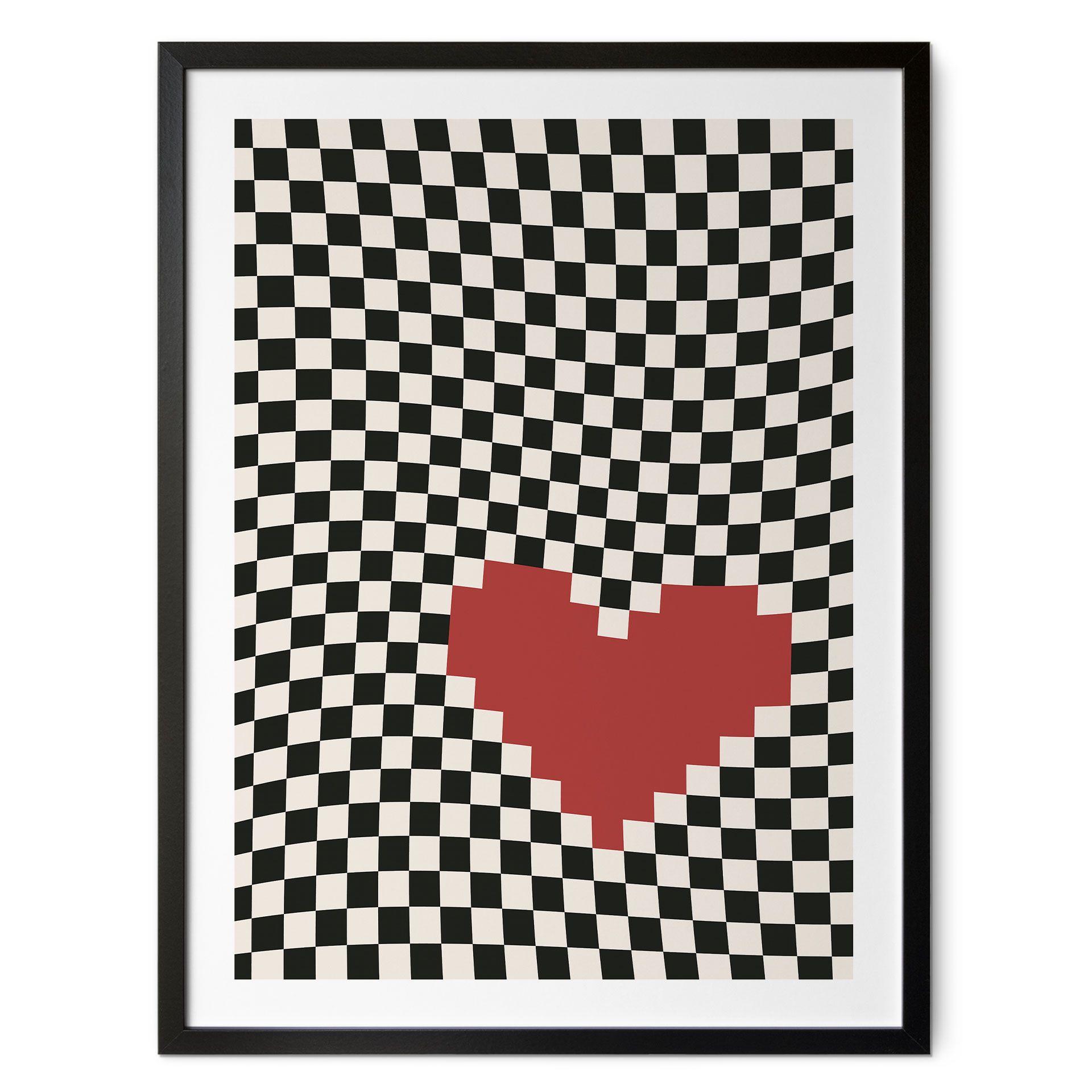 Póster de ilusión óptica: Corazón en estilo píxel - Kerr-Dineen